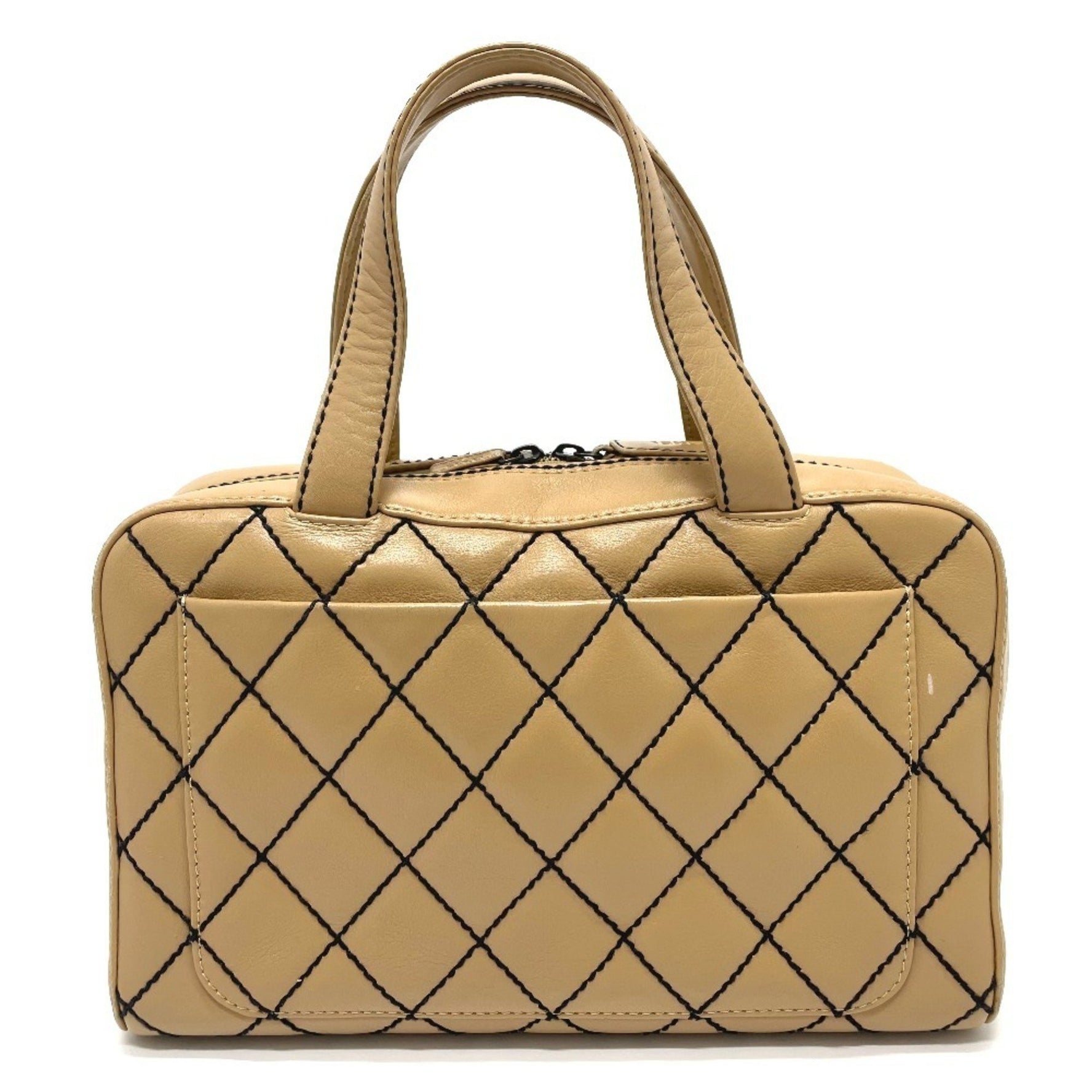 CHANEL CC Coco Mark Wild Stitch Vintage Tote Bag Handbag Lambskin