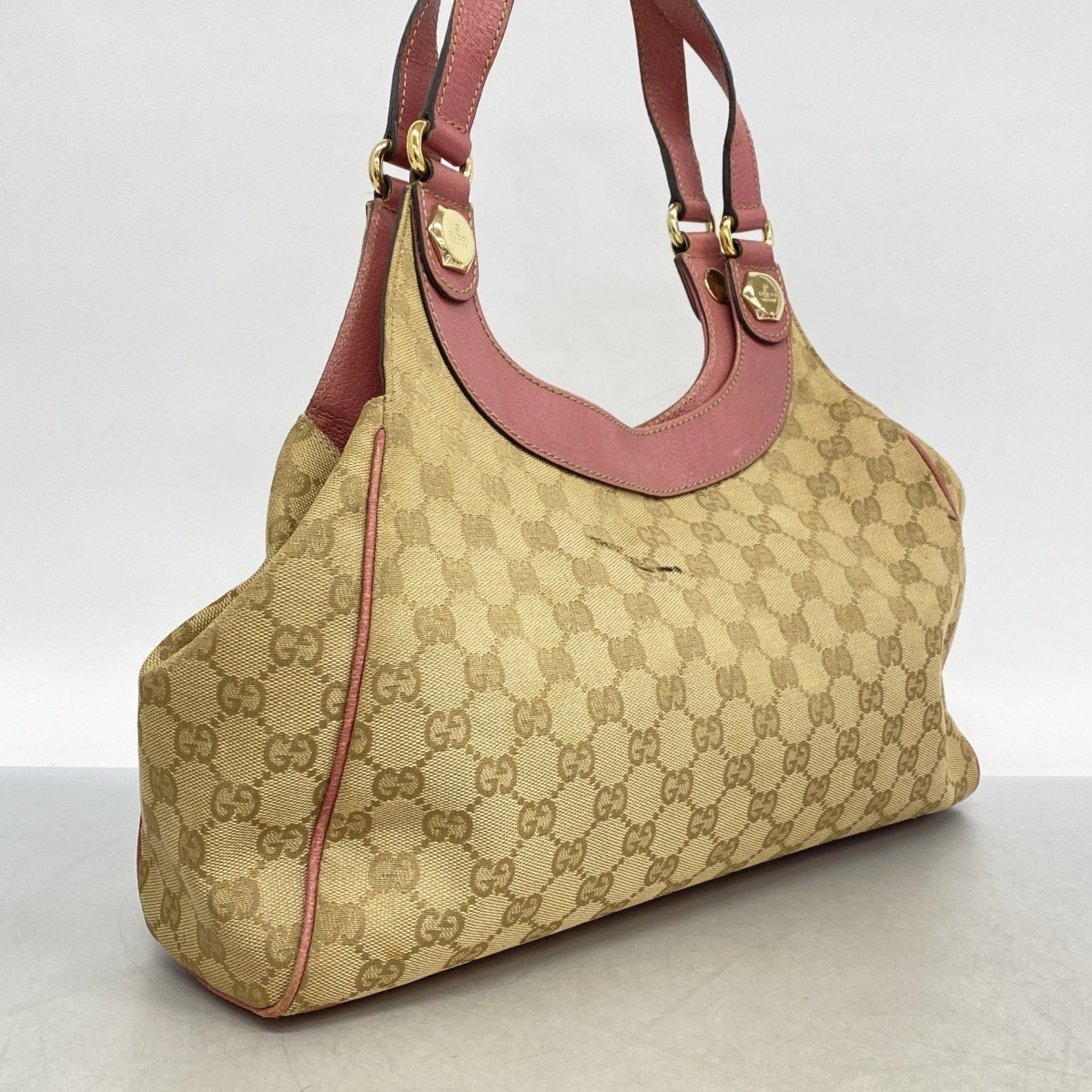 Gucci GG Canvas Handbag Beige Pink