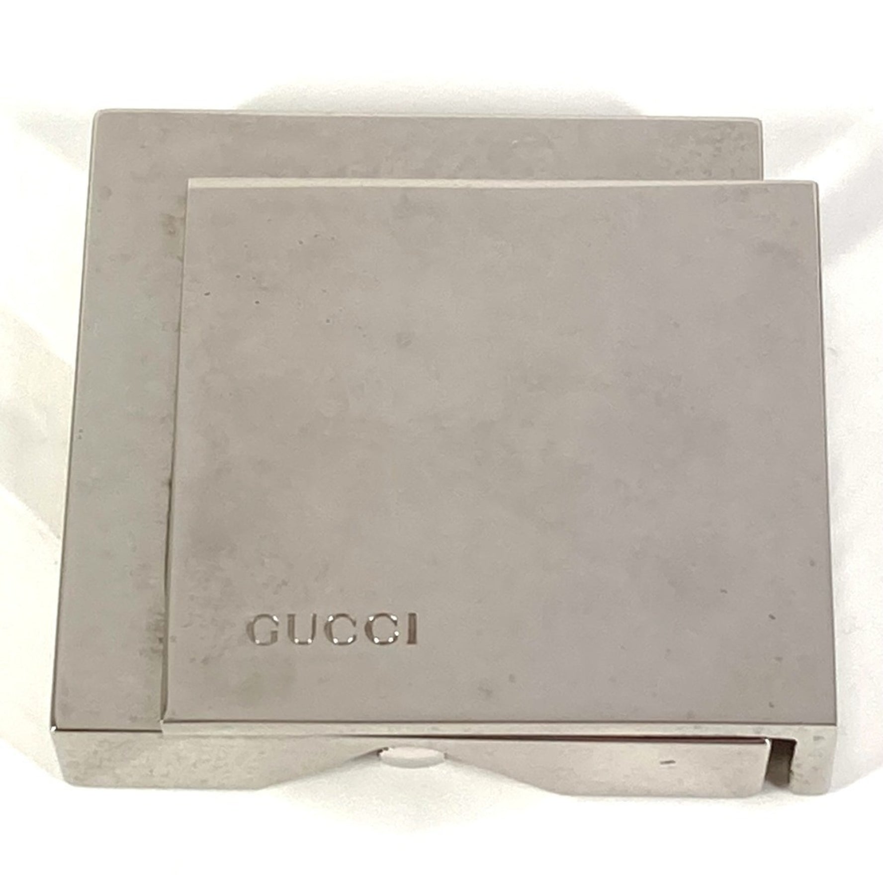 GUCCI Logo Travel Watch Interior Table Clock SS Men's Silver