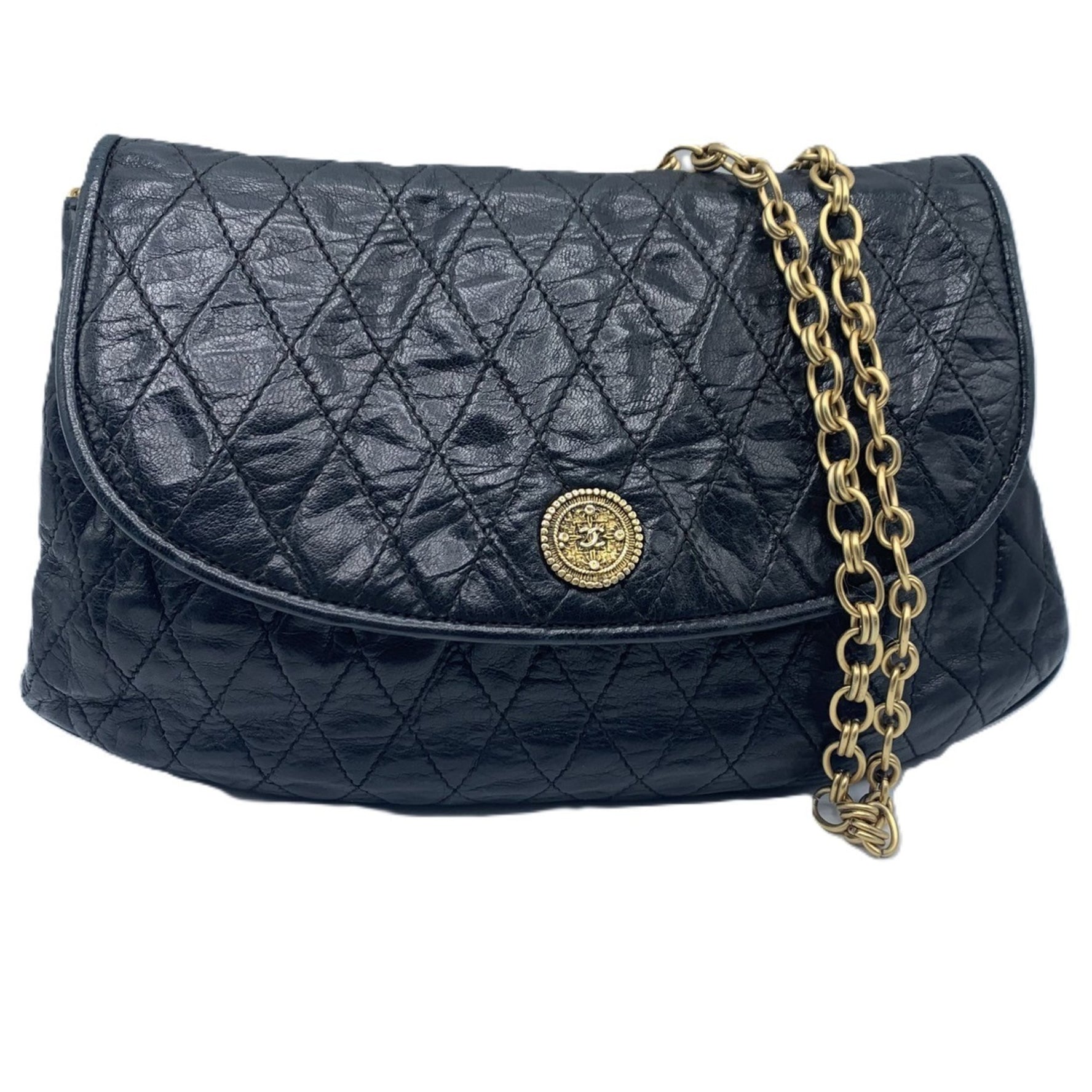 Chanel Chain Shoulder Bag Lambskin Half Moon