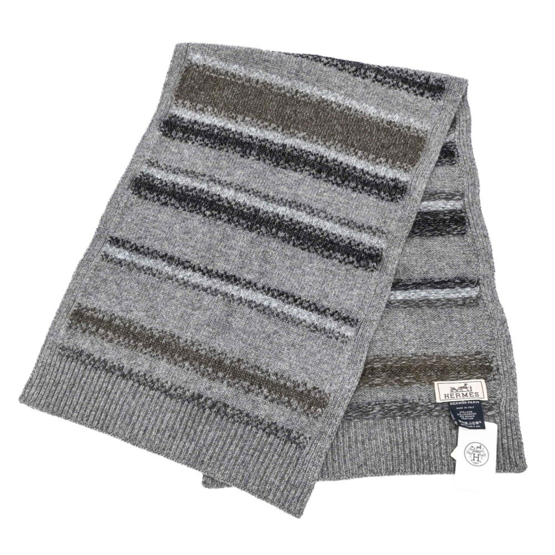 HERMES Scarf Tweed Stole/Scarf Cashmere Grey