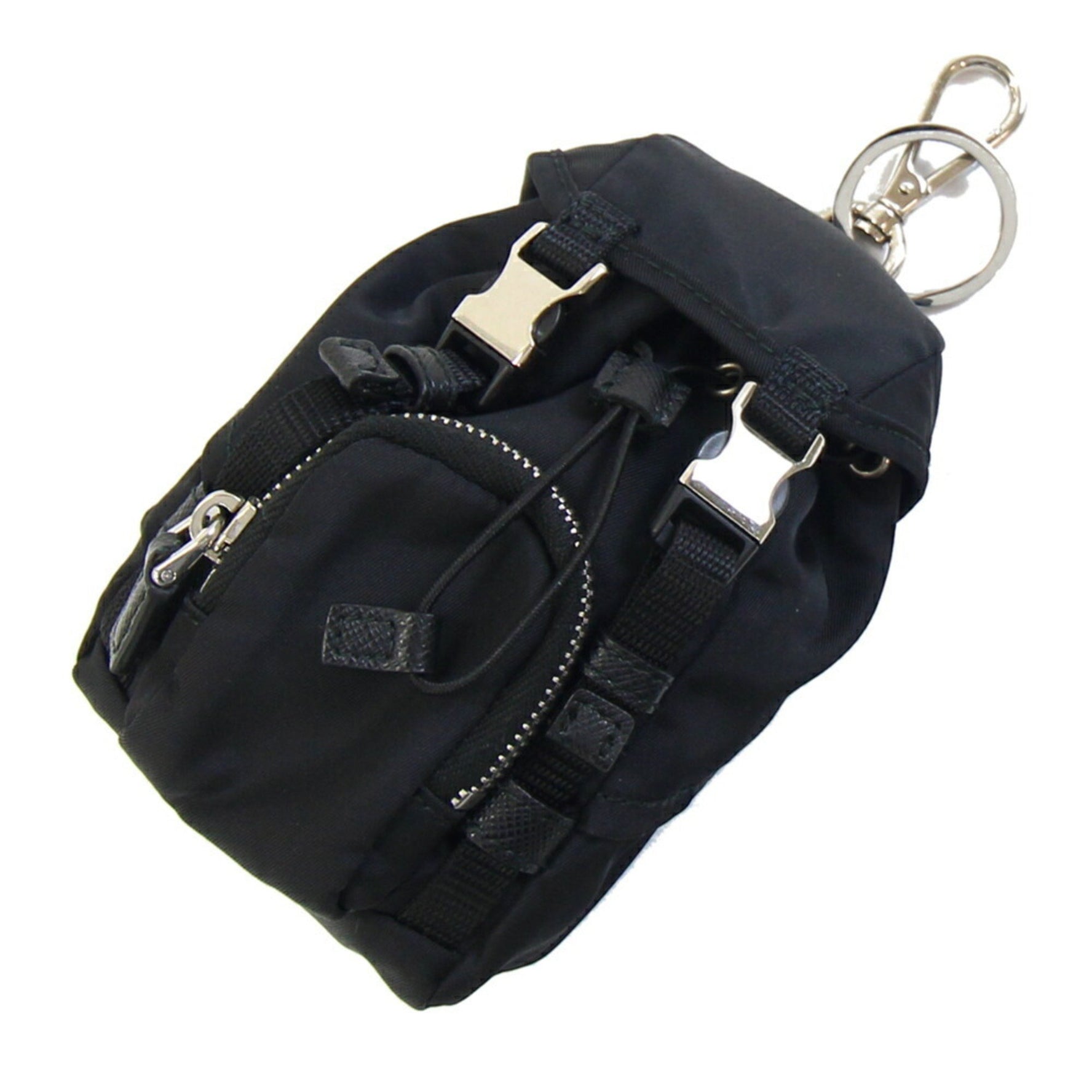Prada Keychain Backpack Motif Nylon Leather Keyring Bag Charm Mini Pouch Women Men