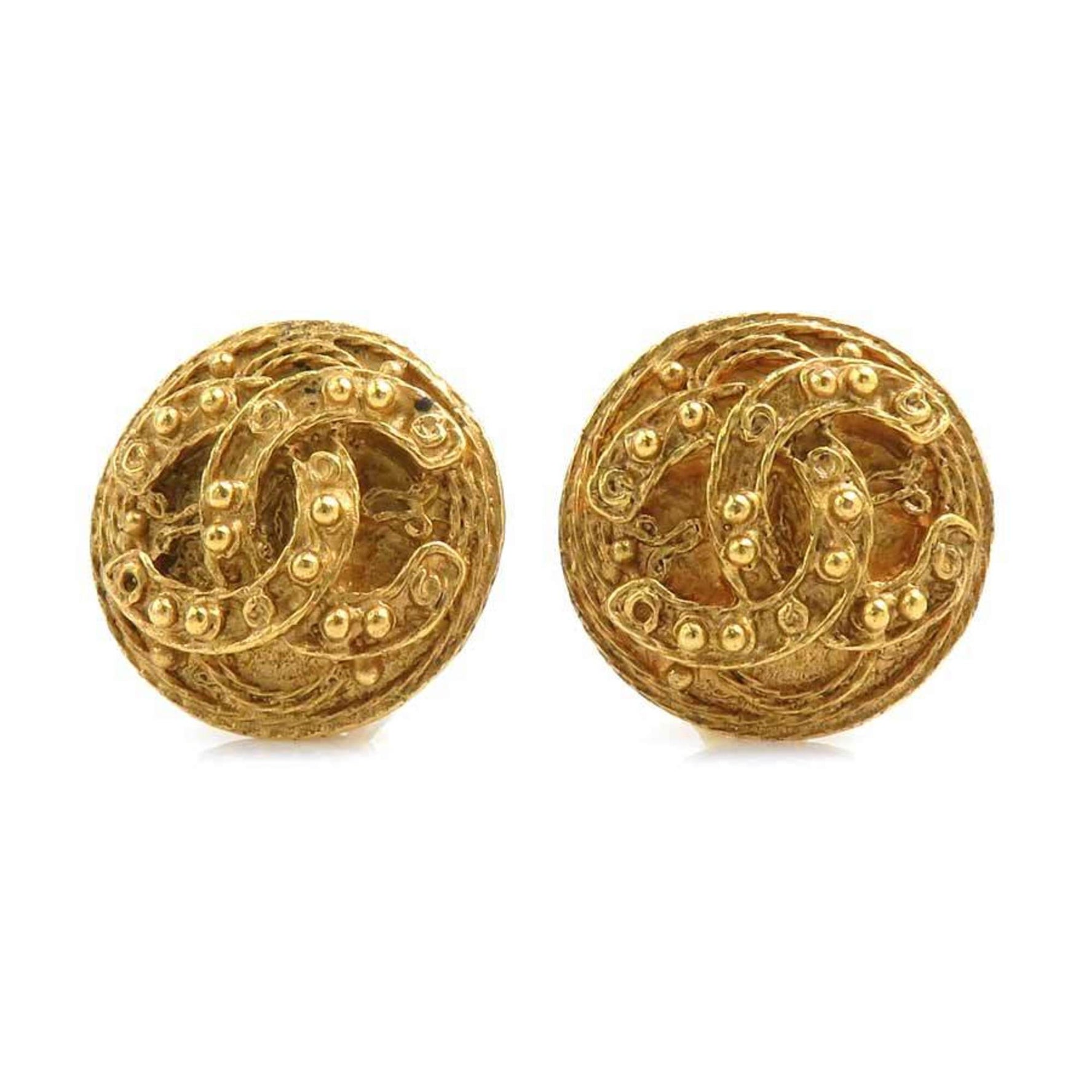 CHANEL Coco Mark Metal Earrings