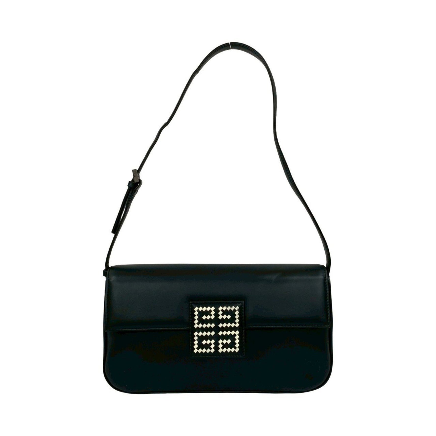 GIVENCHY 4G Logo Leather Genuine Mini Semi One Shoulder Bag Pochette Sacoche Black