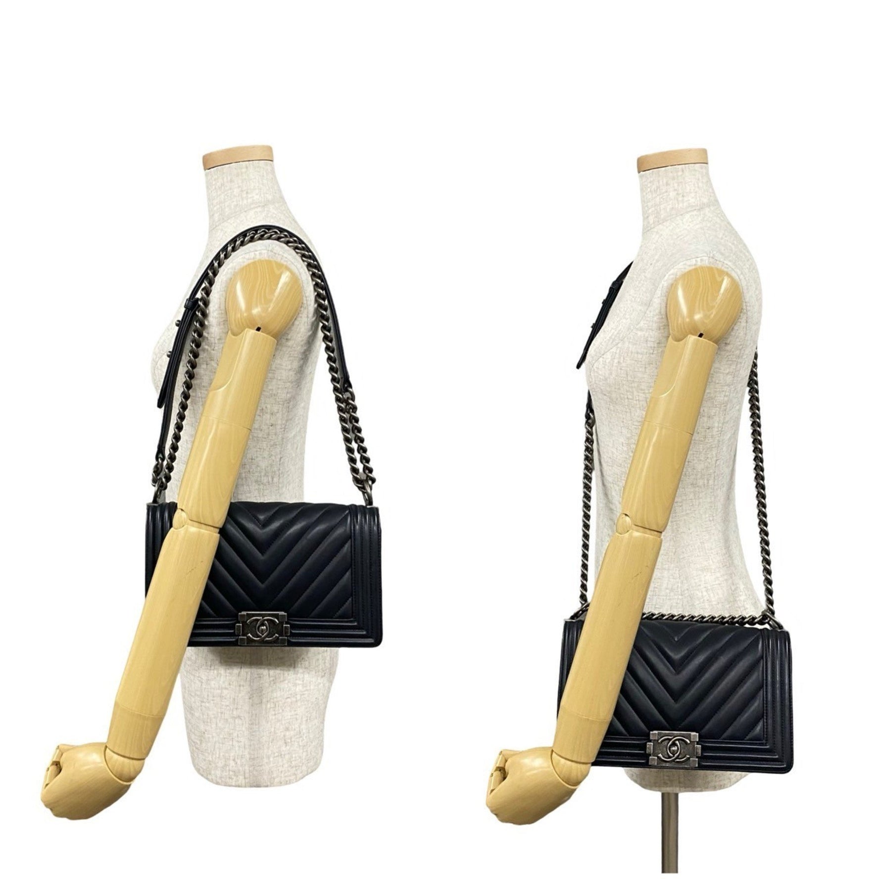 CHANEL Boy Restiche Coco Mark Leather Shoulder Bag, Blue