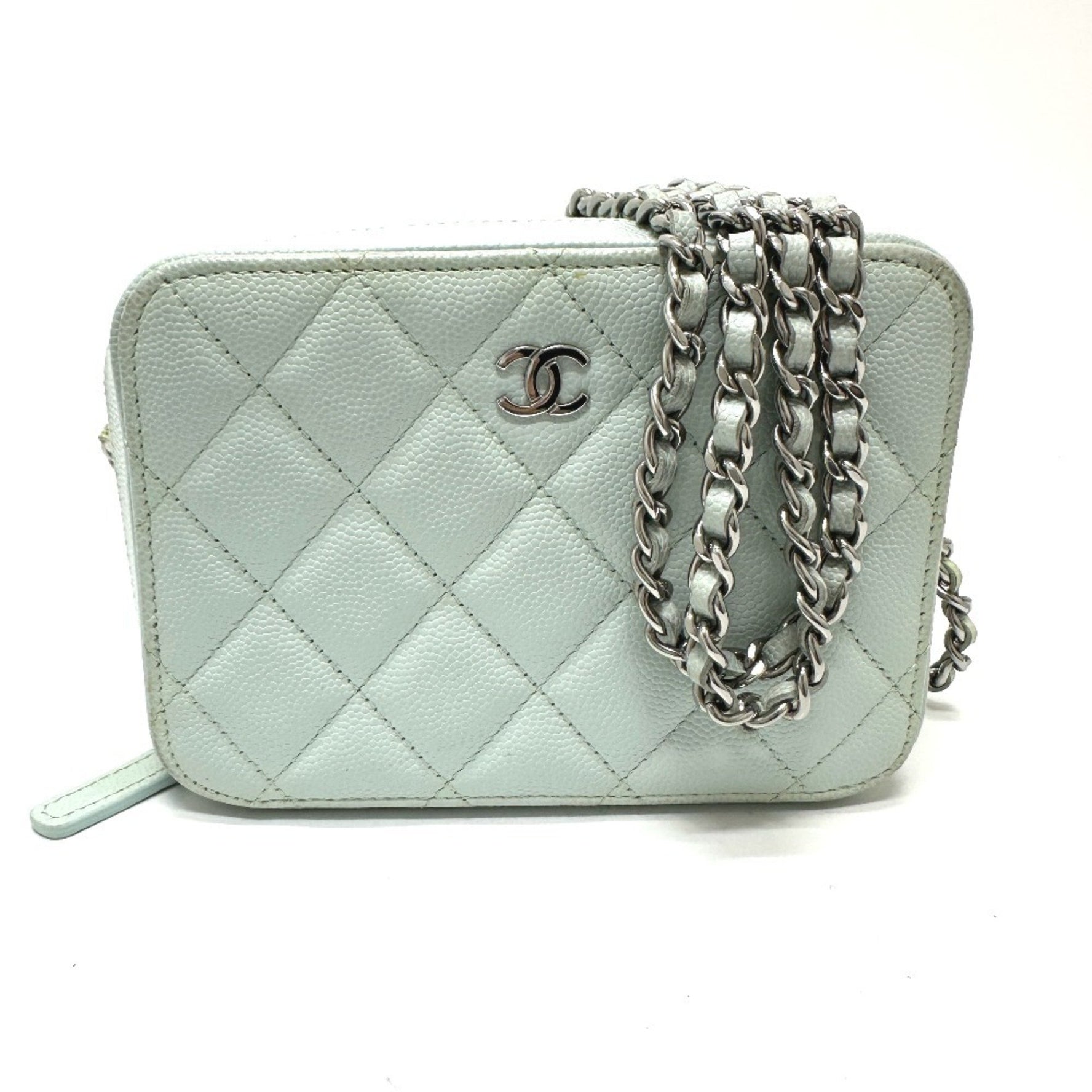 CHANEL CC Coco Mark Matelasse Camera Bag, Chain Pochette, Shoulder Caviar Leather