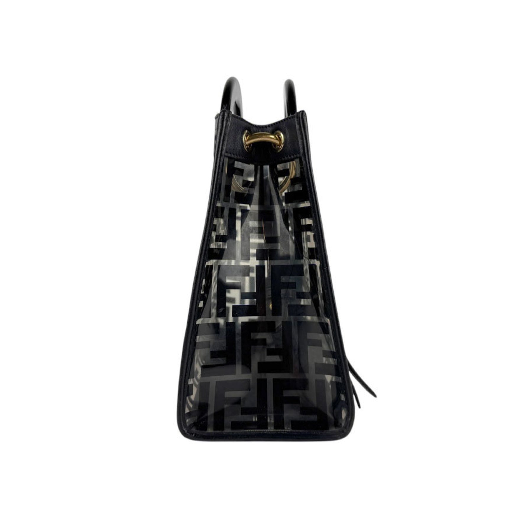 Fendi Runaway Shopper Handbag Shoulder Bag, Plastic, Black/Clear