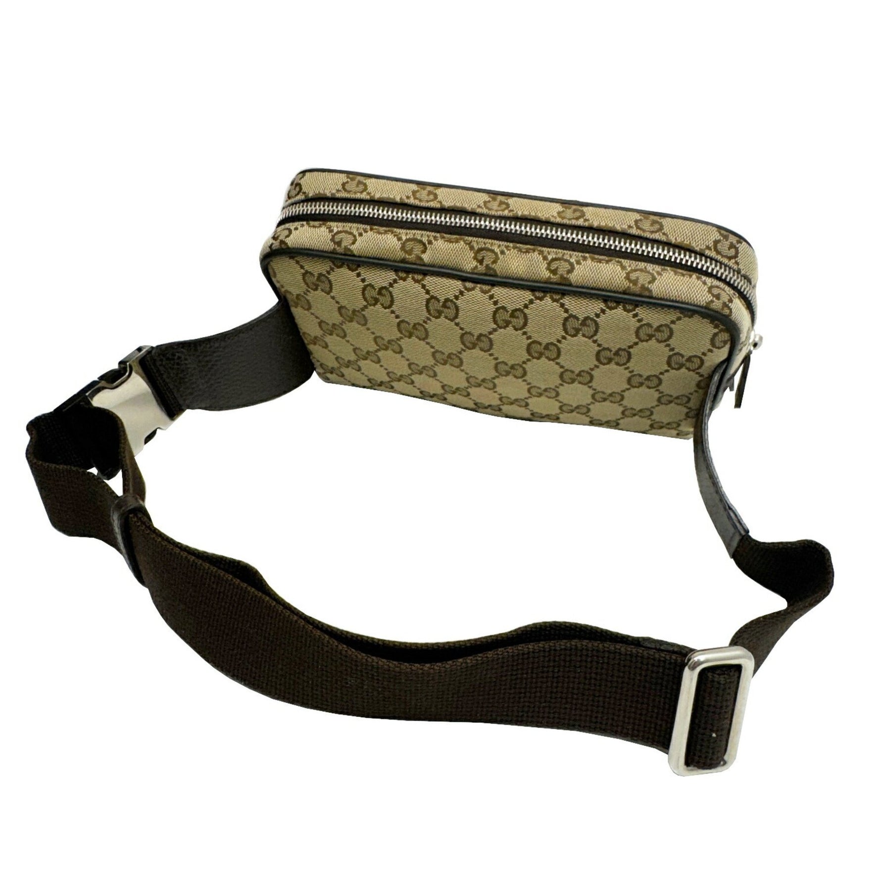 GUCCI GG Canvas Waist Bag, Body Pouch Beige Brown Men's