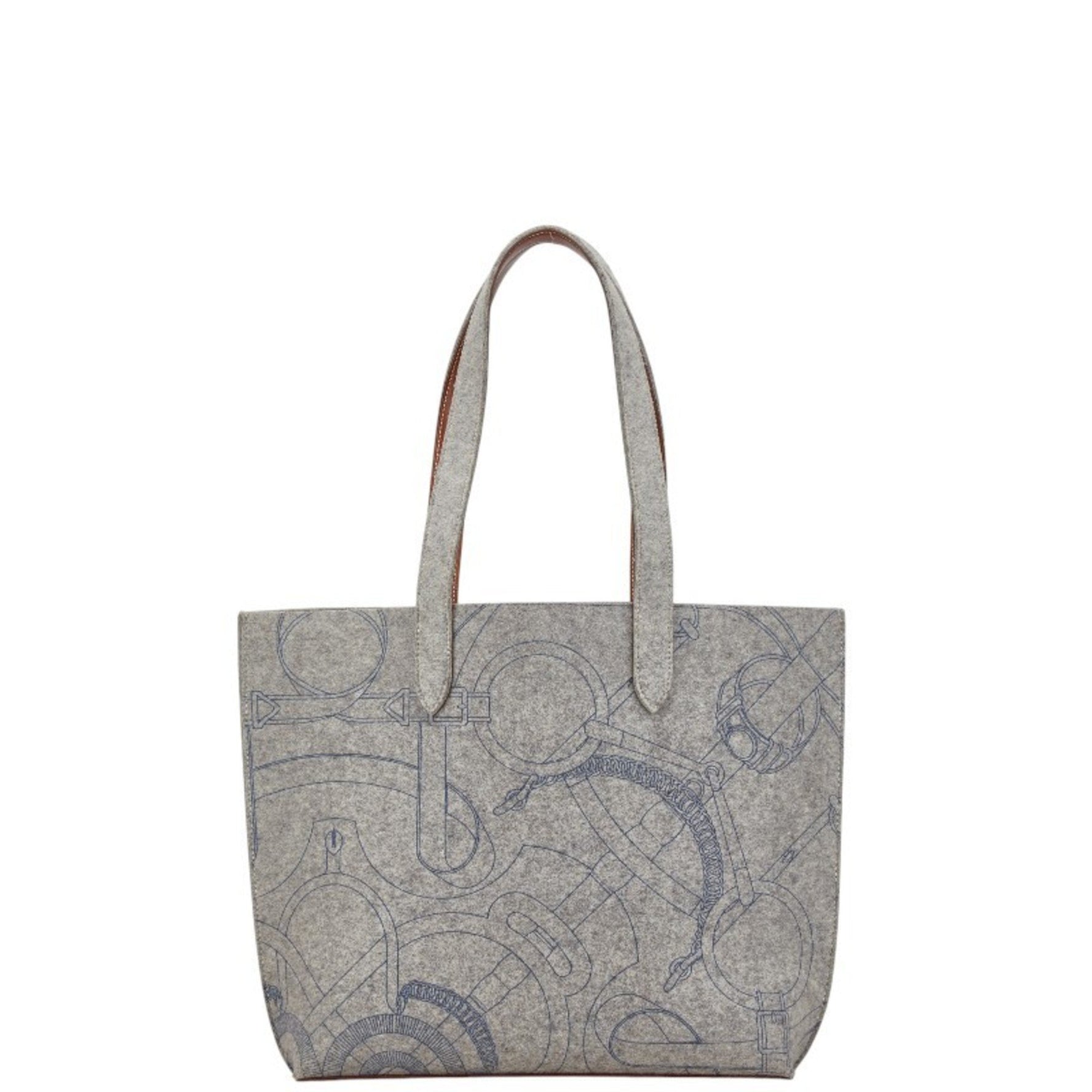 Hermes Sac Karimi MM Tote Bag Shoulder Grey Felt Calf Leather