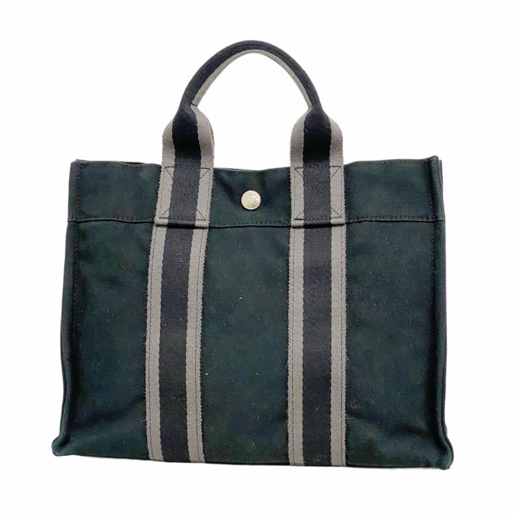 Hermes Handbag Foul Tou PM Canvas Black Gray