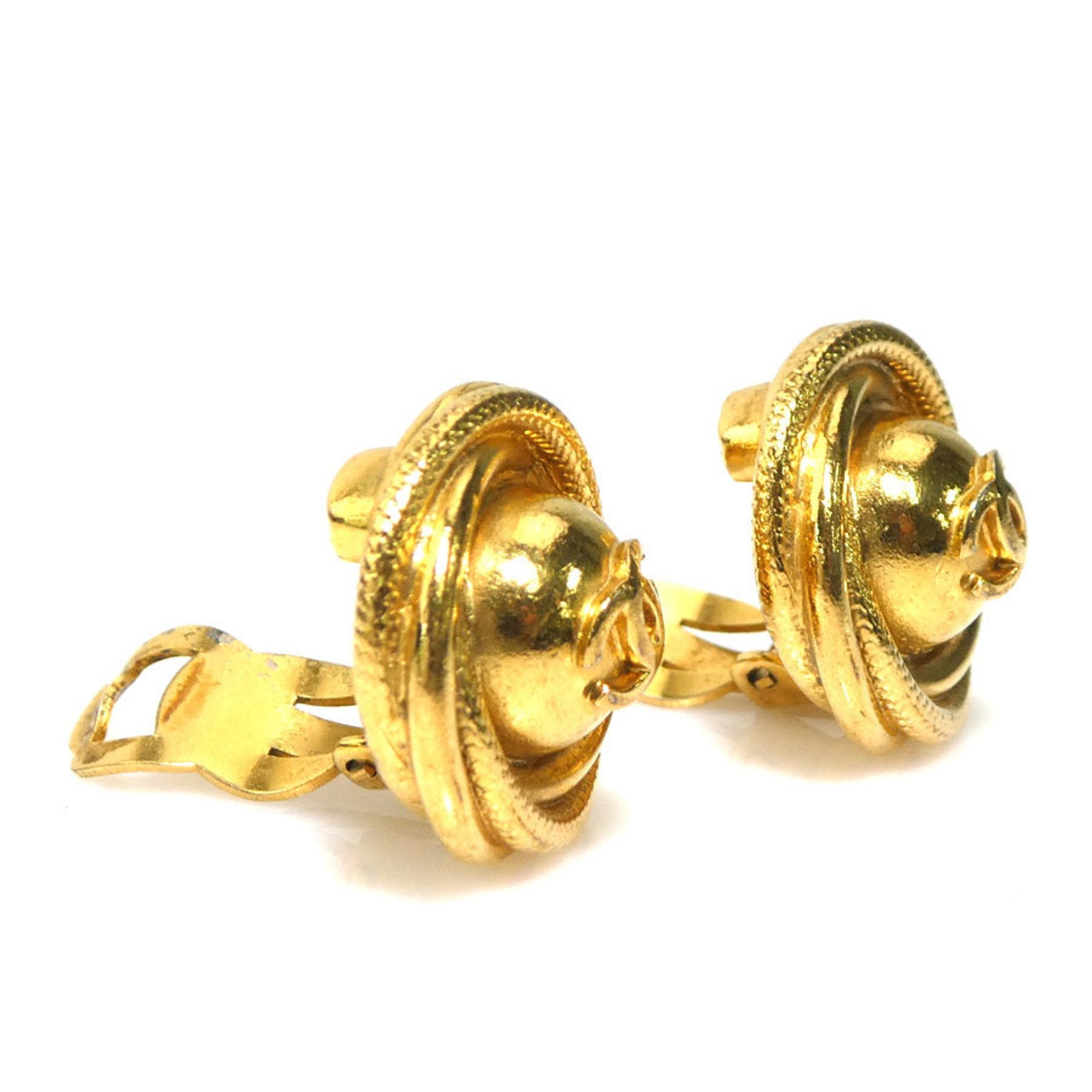 CHANEL Coco Mark Metal Earrings