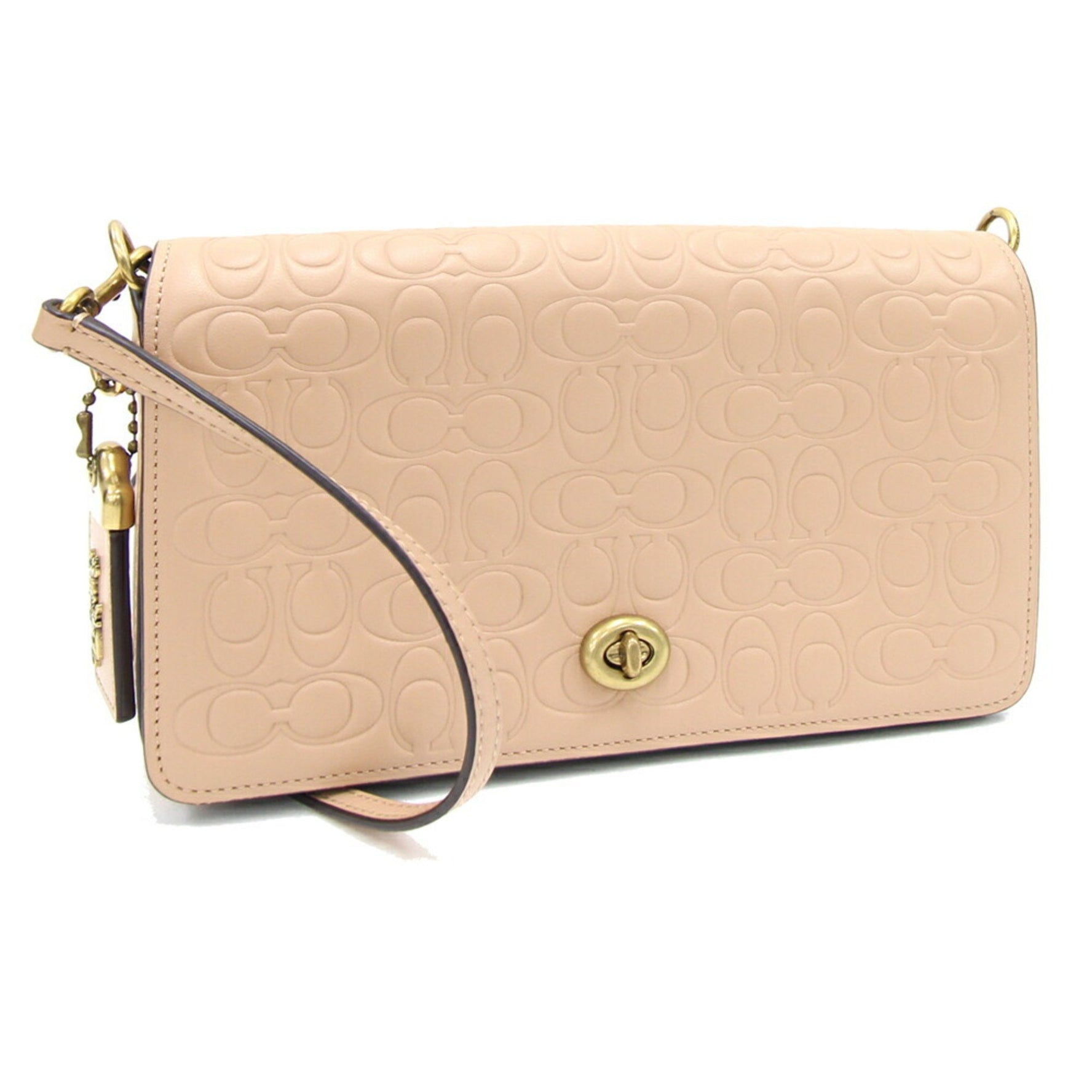 Coach Shoulder Bag Signature Dinky Leather Pochette Turnlock