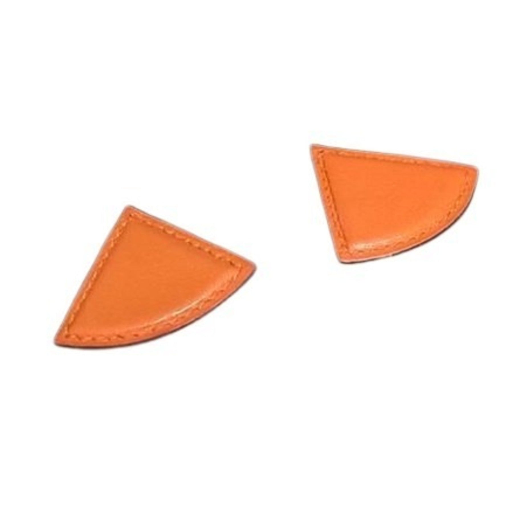 HERMES Triangle Clip-on Earrings - Leather Fan-Shaped with C Stamp