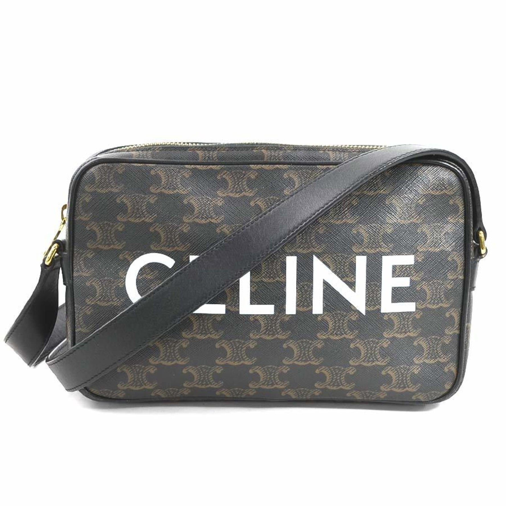 CELINE Triomphe Medium Shoulder Bag, Coated Canvas, Men's