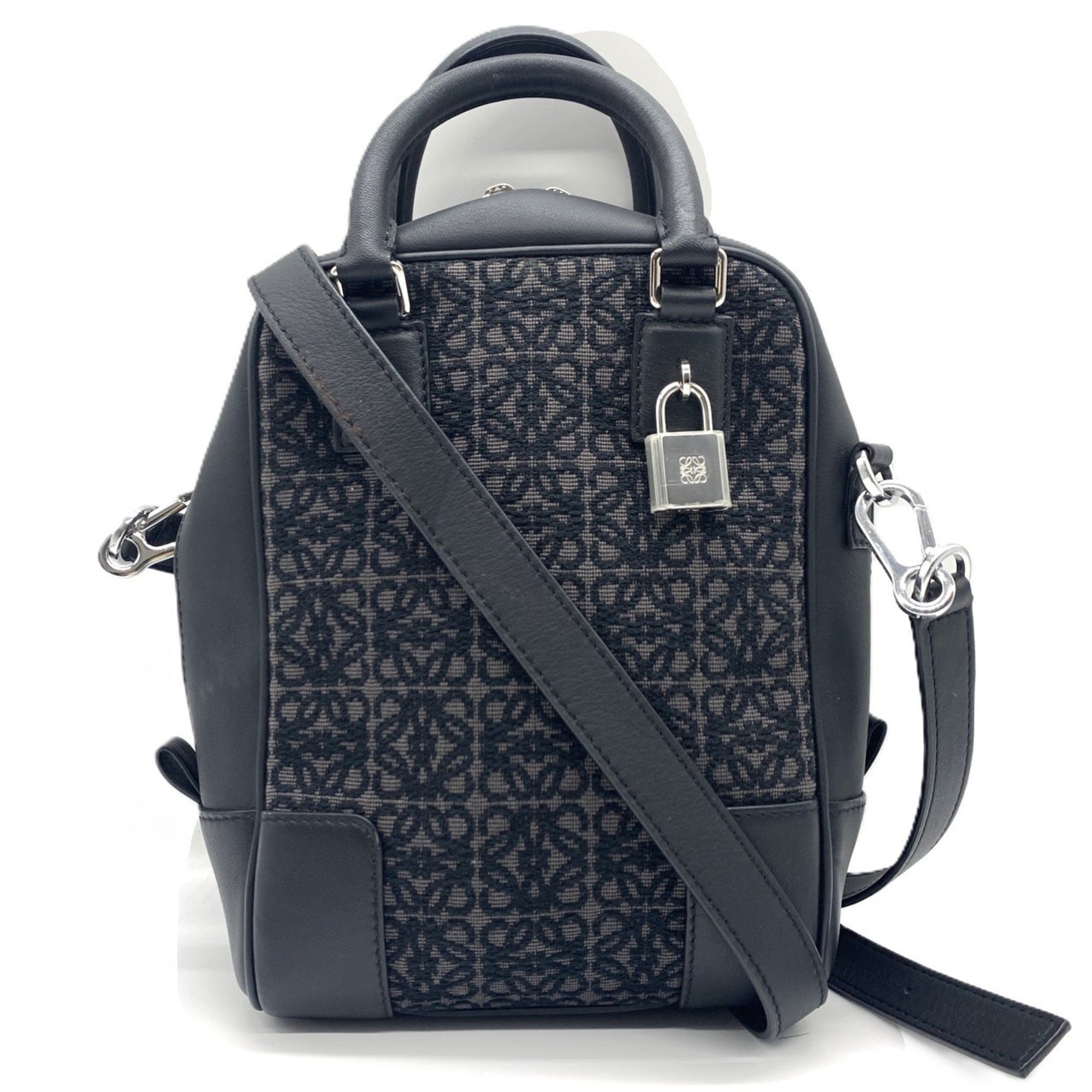 LOEWE Amazona 15 Anagram Jacquard Handbag Dark Brown