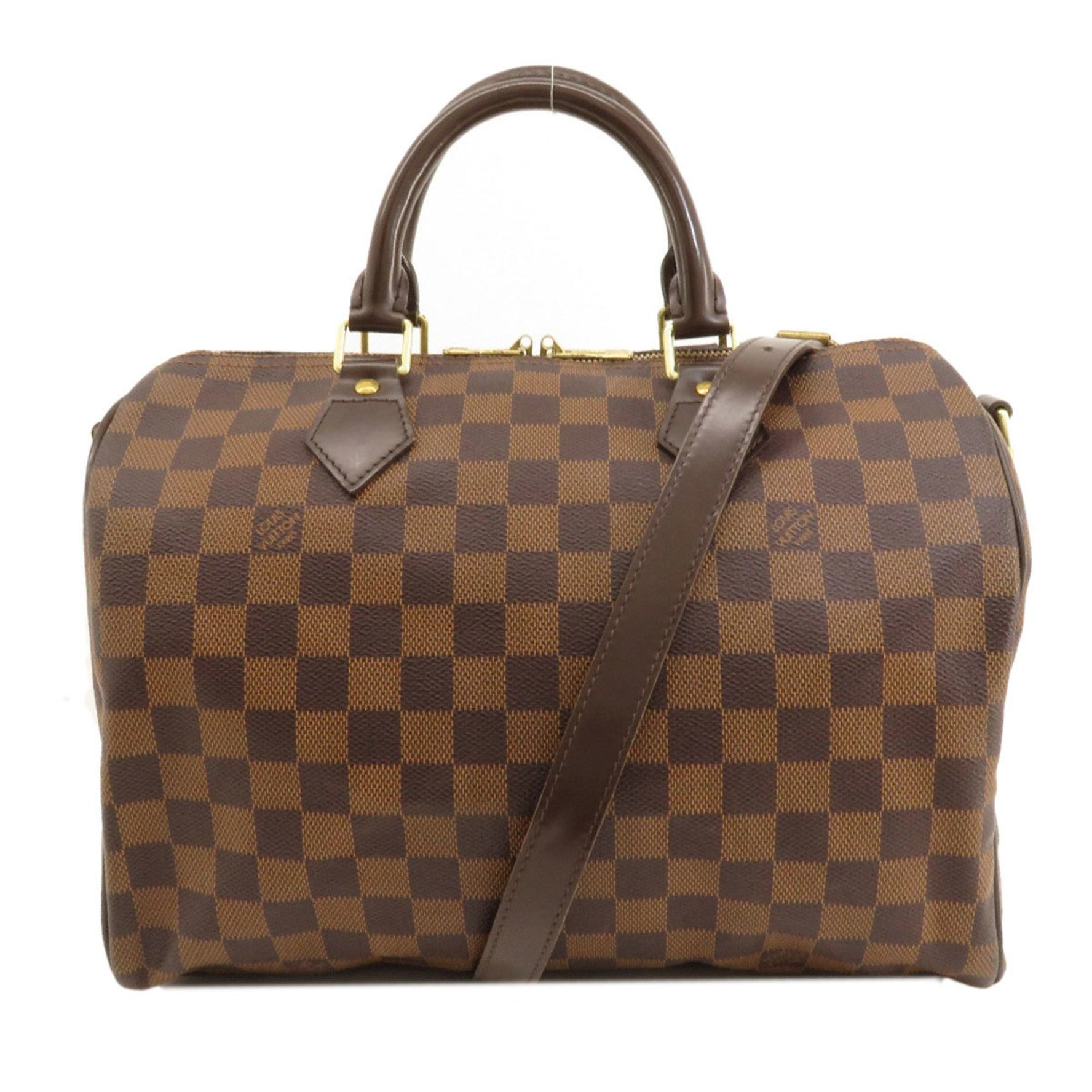 Louis Vuitton Speedy Bandouliere 30 Damier Ebene Boston Bag Canvas