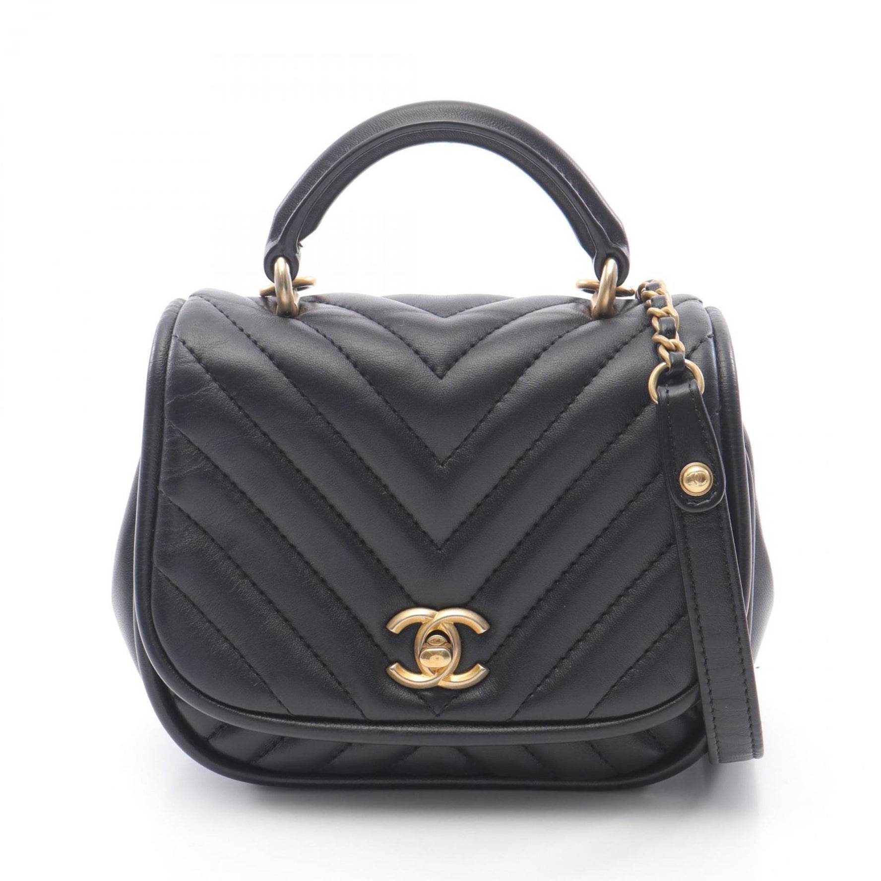 CHANEL V-stitch chevron shoulder bag lambskin (sheepskin)
