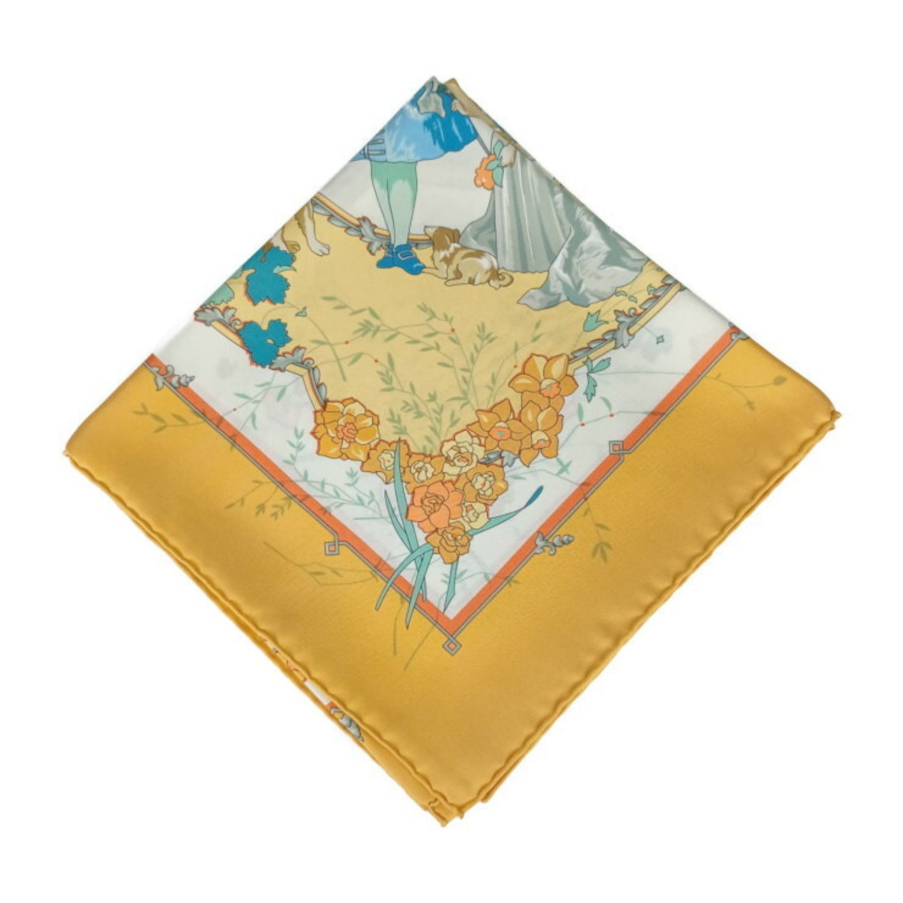 HERMES Scarf/Muffler Carre 90 Les Petits Princes - Orange Multicolor 100% Silk