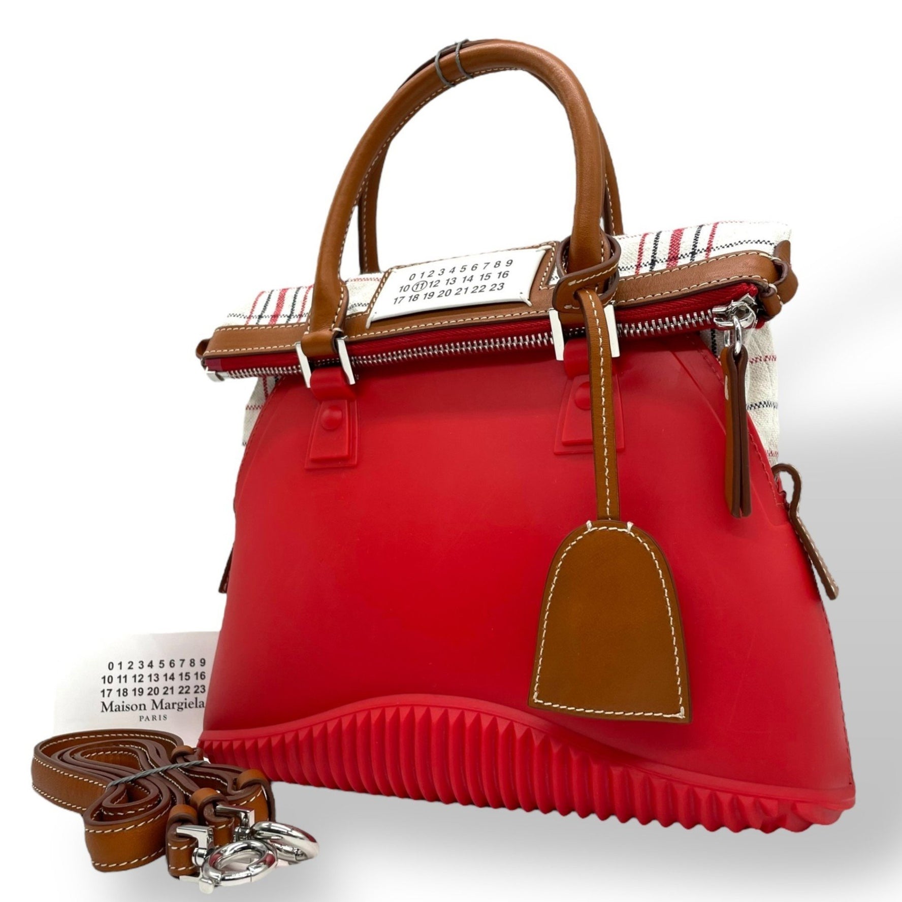 Maison Margiela 5AC 2WAY Handbag Mini Bag Shoulder Red SB3WG0009 Rubber Leather Canvas Crossbody Women's C