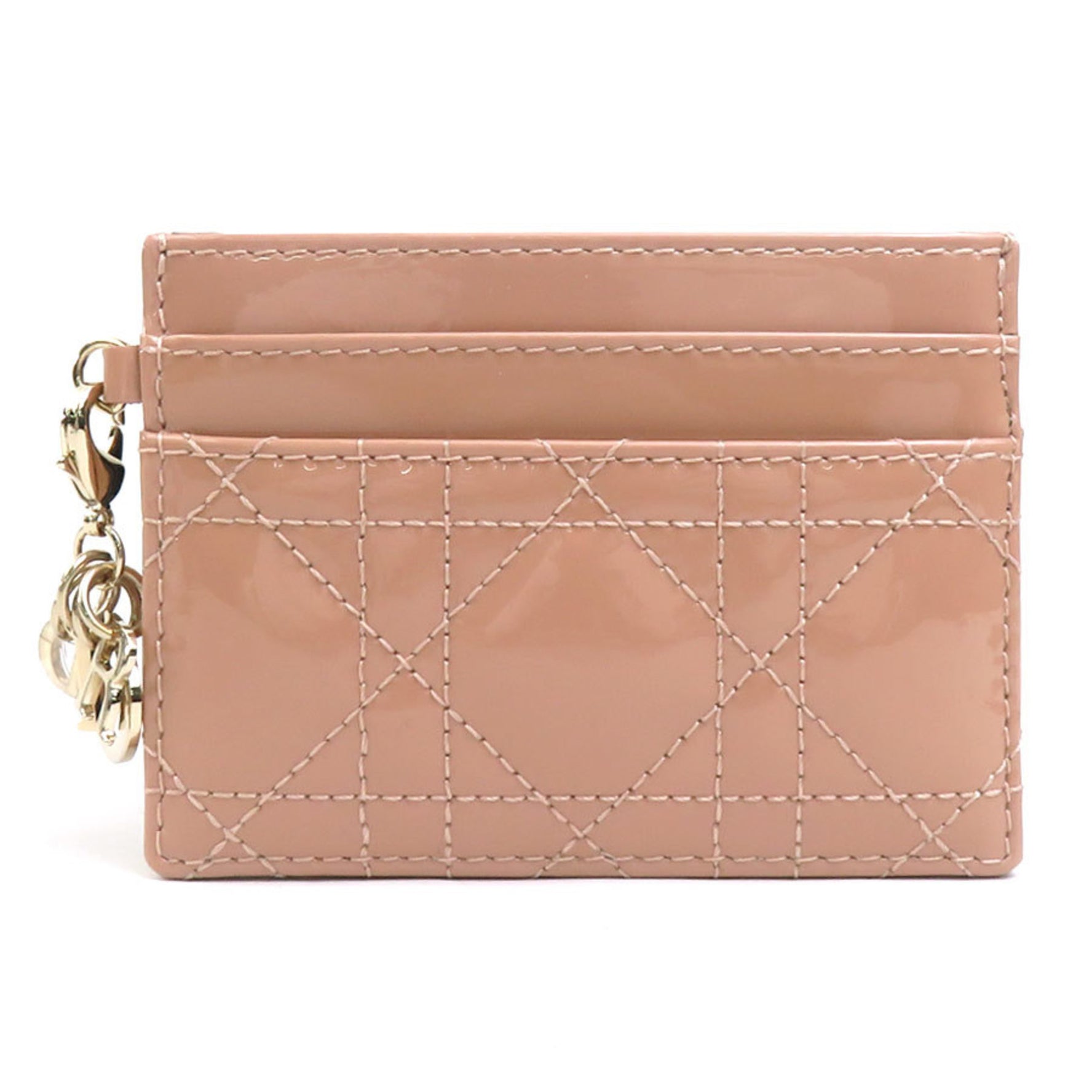 Christian Dior Business Card Holder/Card Case Holder Enamel Pink Beige