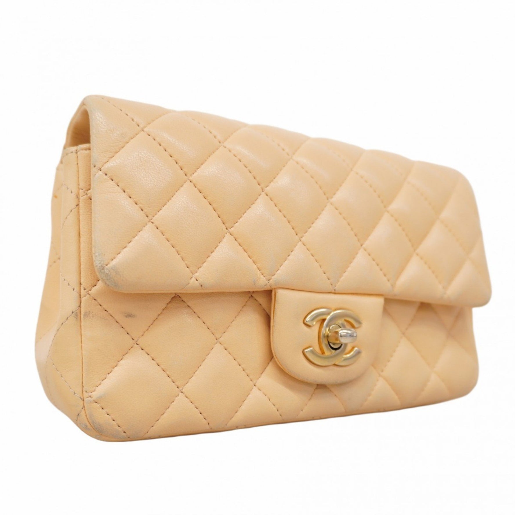 Chanel Mini Matelasse Shoulder Bag with Chain Bag, Lambskin, Champagne