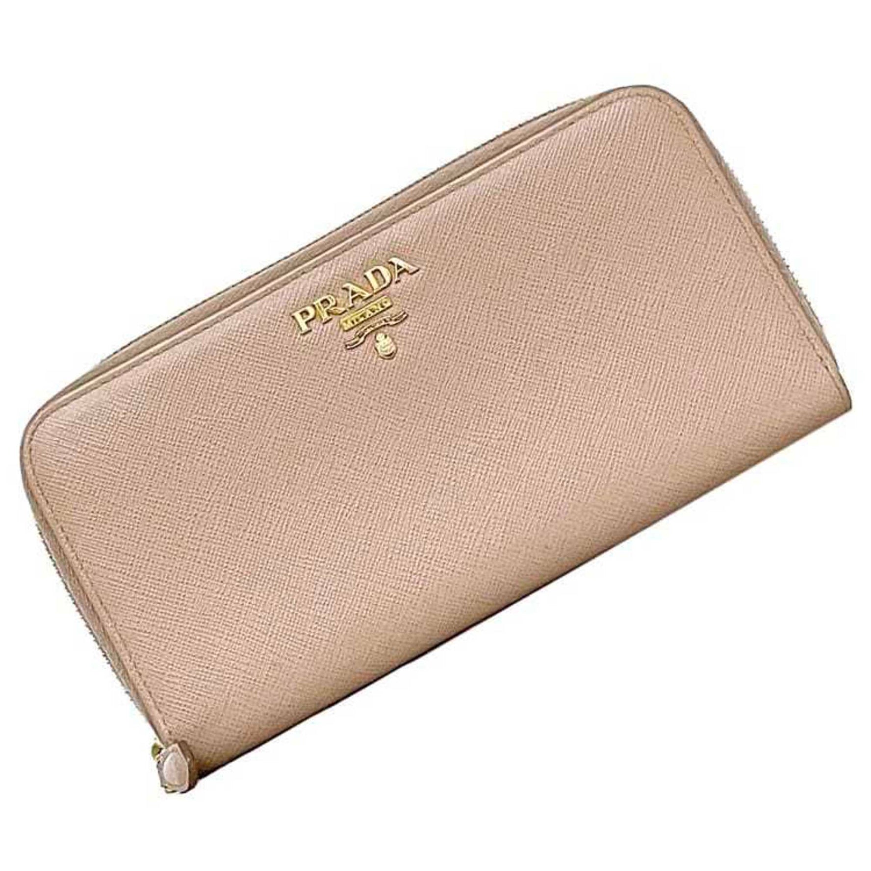 Prada Round Long Wallet Saffiano Leather