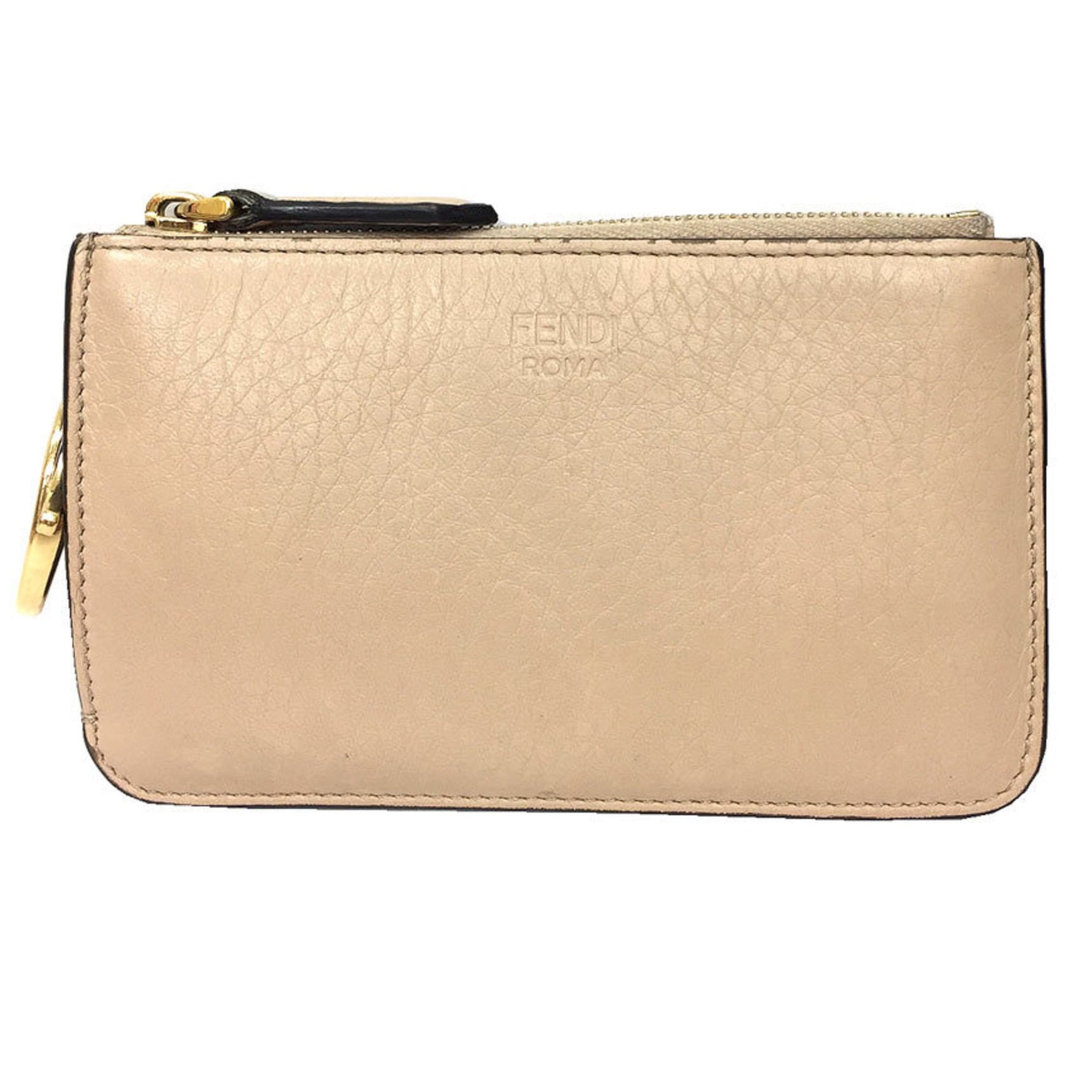 FENDI Fragment Case Coin Card Key Leather Small Wallet