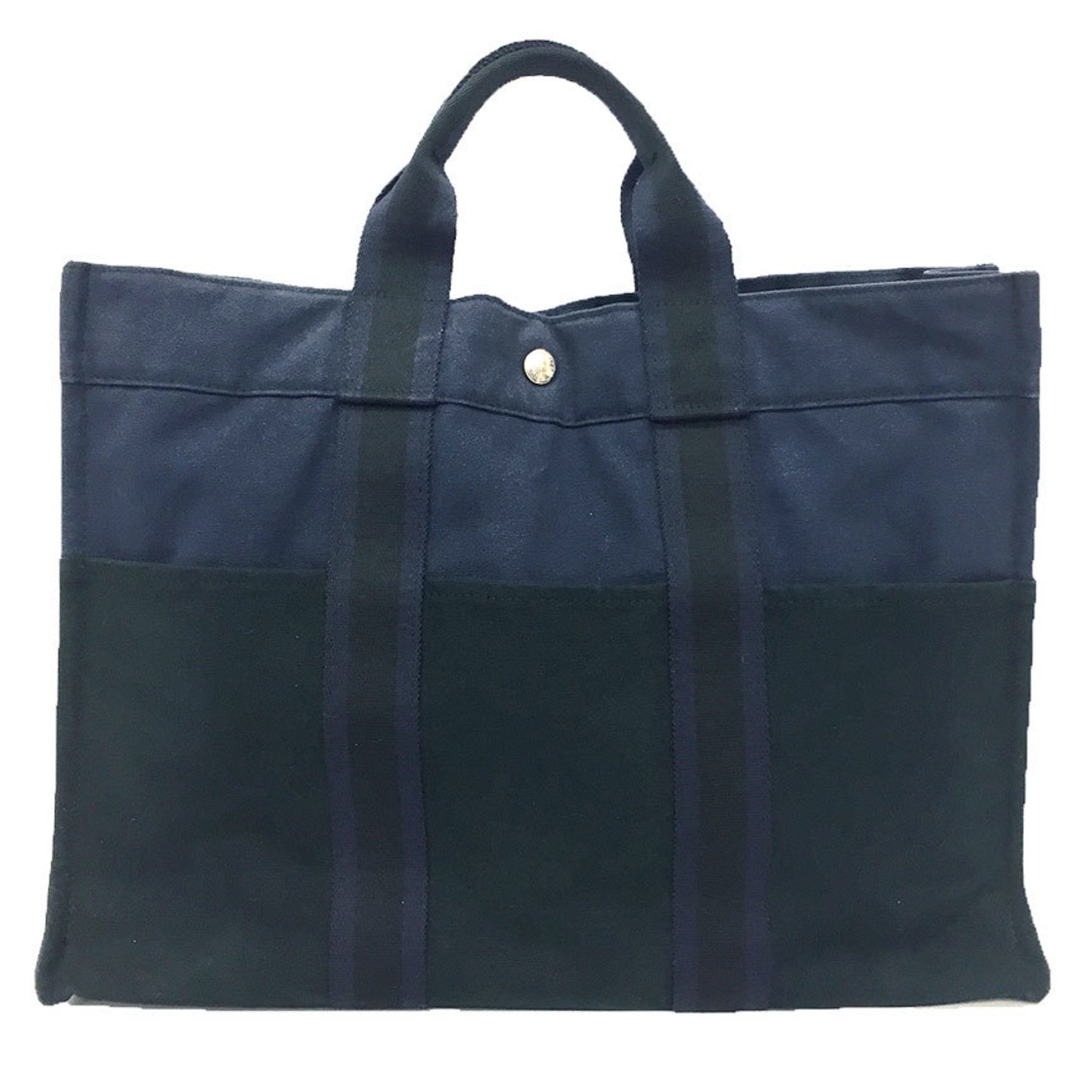 HERMES Foule MM Tote Bag Hand Navy x Black