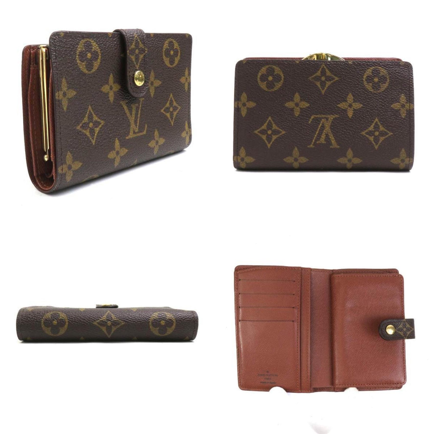Louis Vuitton Bi-fold wallet Monogram Porte Monnaie Viennois canvas Brown Gold