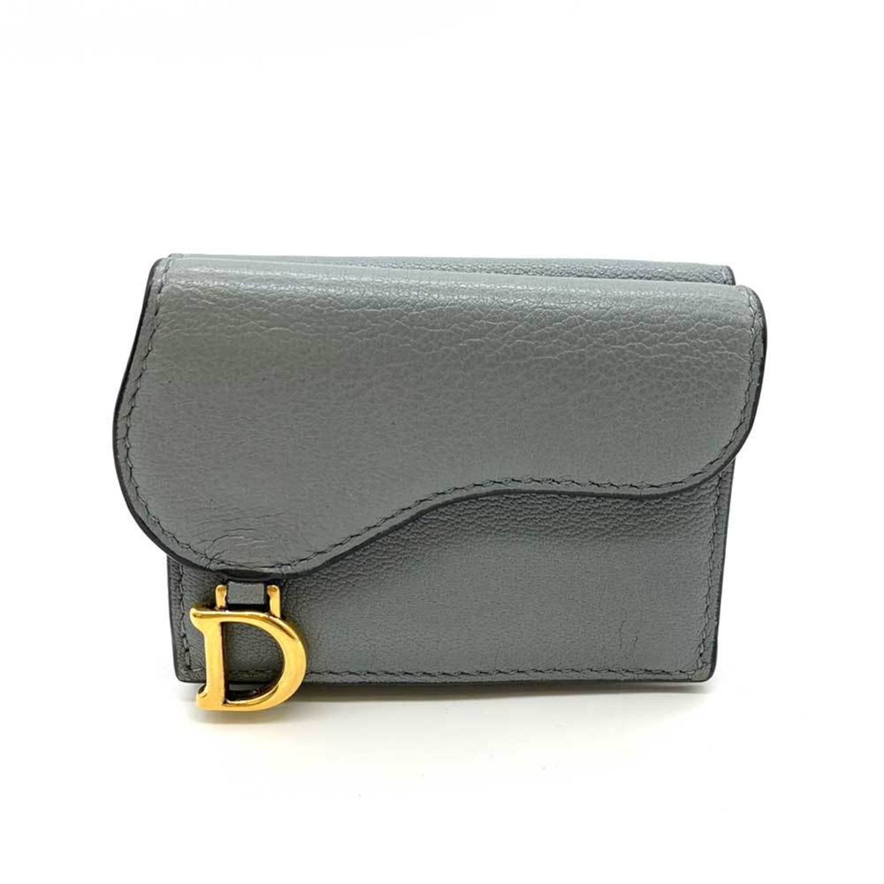 Christian Dior Wallet Saddle Trifold W Small Flap D Motif Leather ChristianDior
