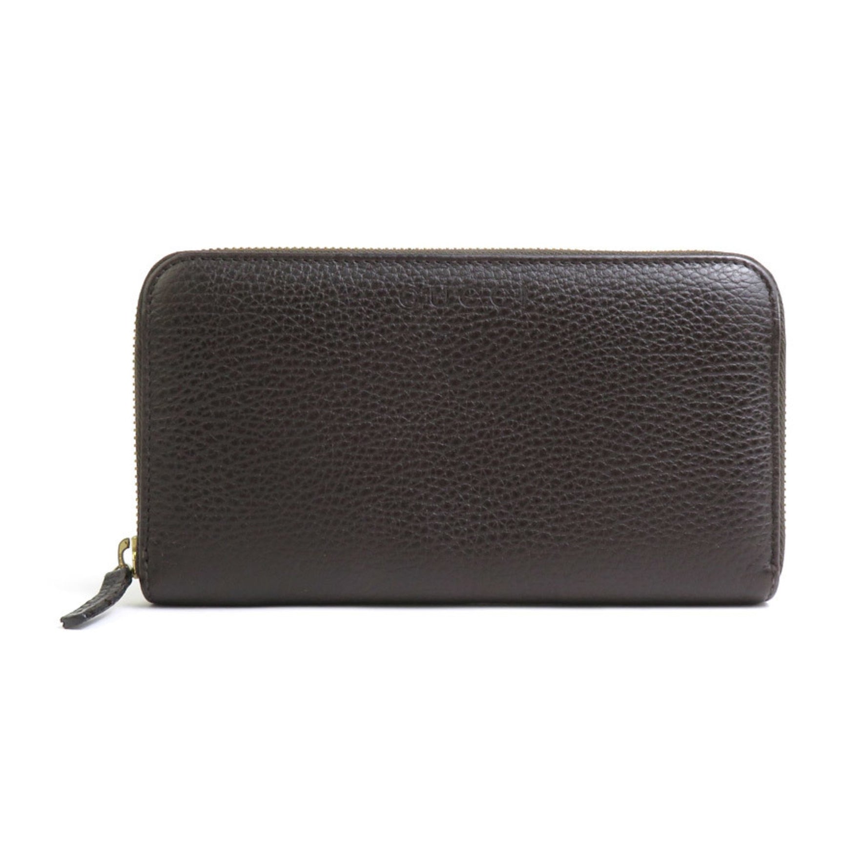 GUCCI Round Long Wallet Leather Dark Brown Gold Men's