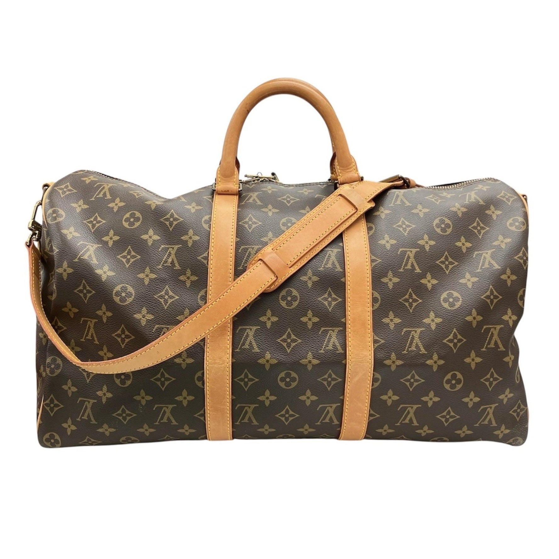 LOUIS VUITTON Monogram Keepall Bandouliere 50 Boston Bag with Strap, Men's and