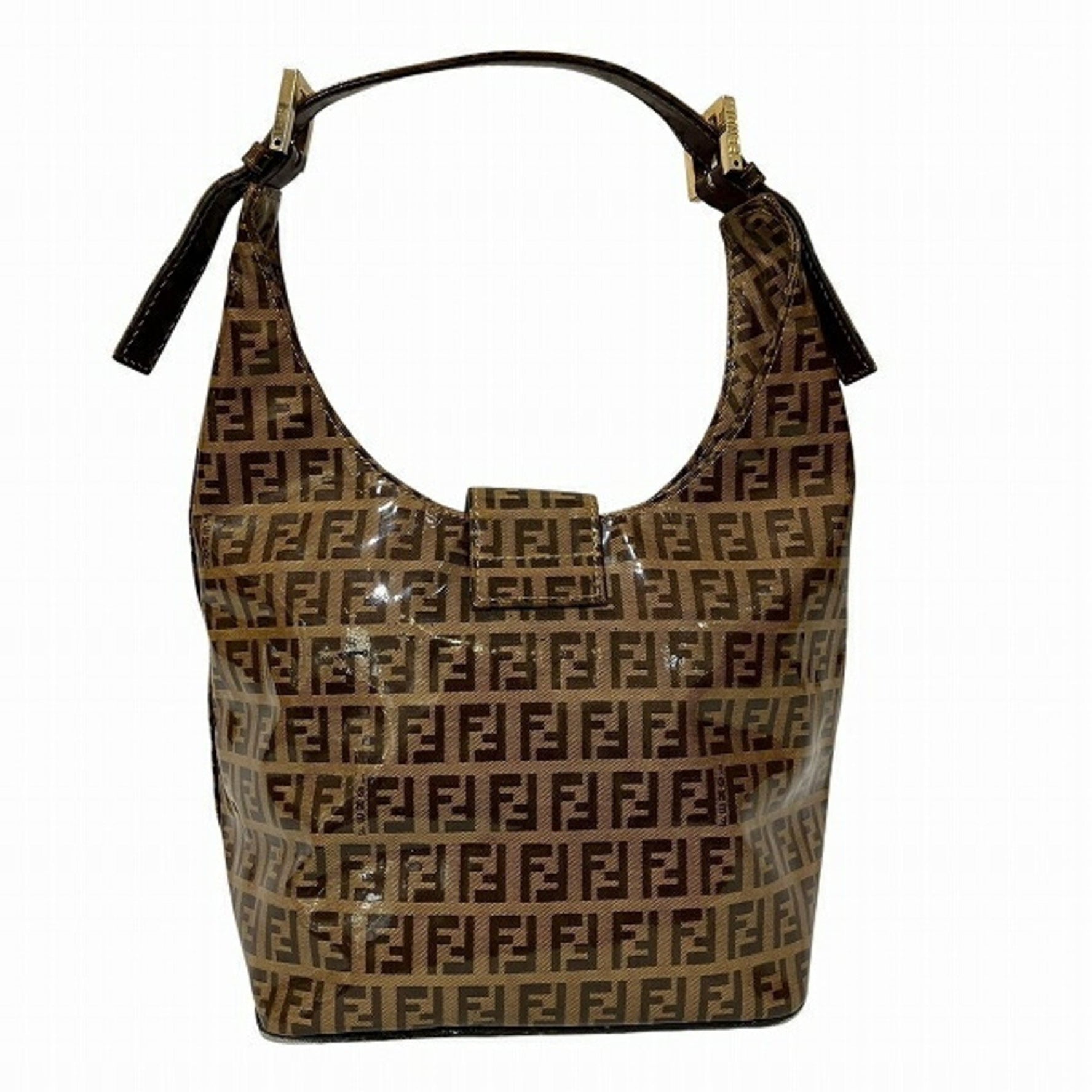 Fendi Zucchino enamel and leather handbag tote bag