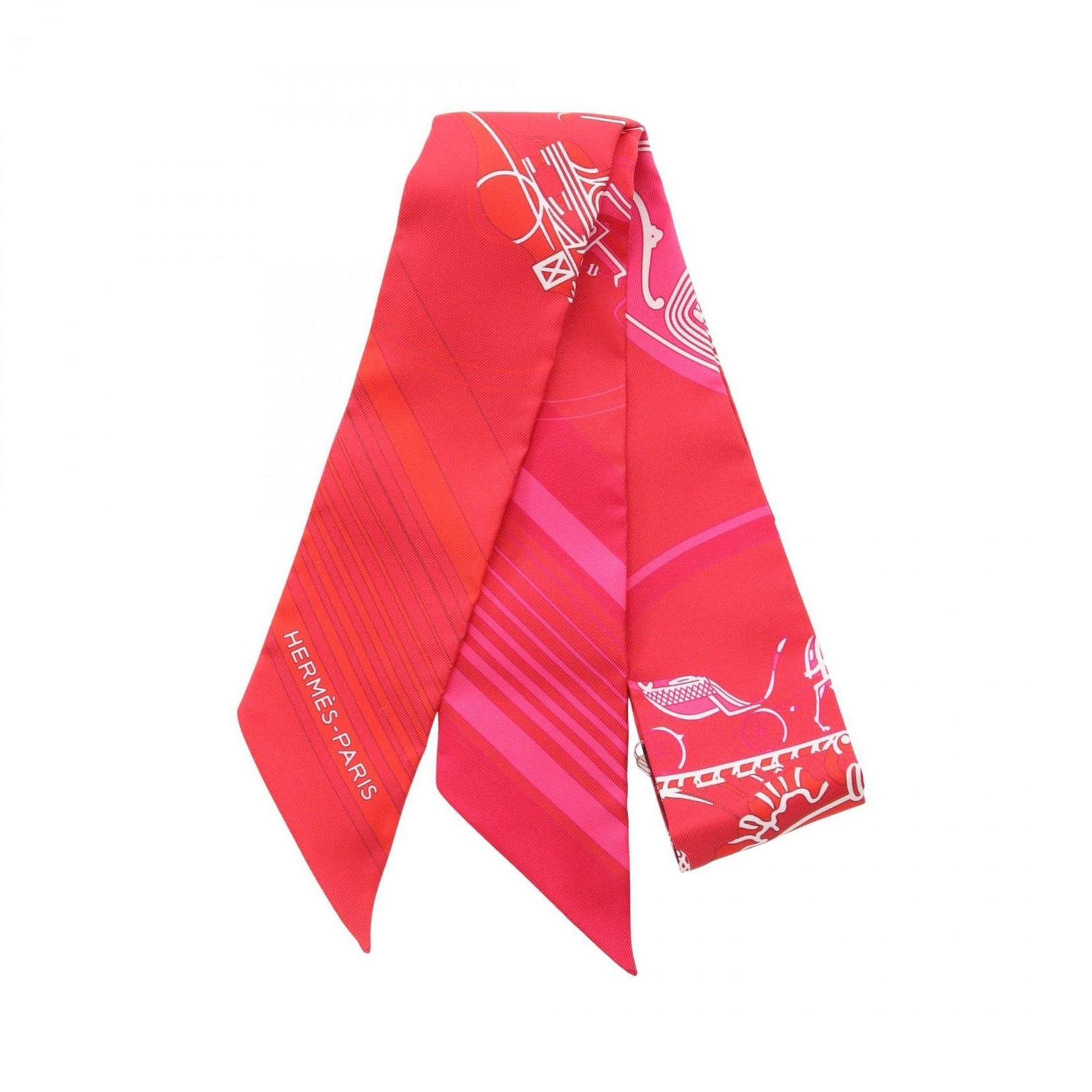 Hermes Twilly EX-LIBRIS Scarf Silk Red Multicolor