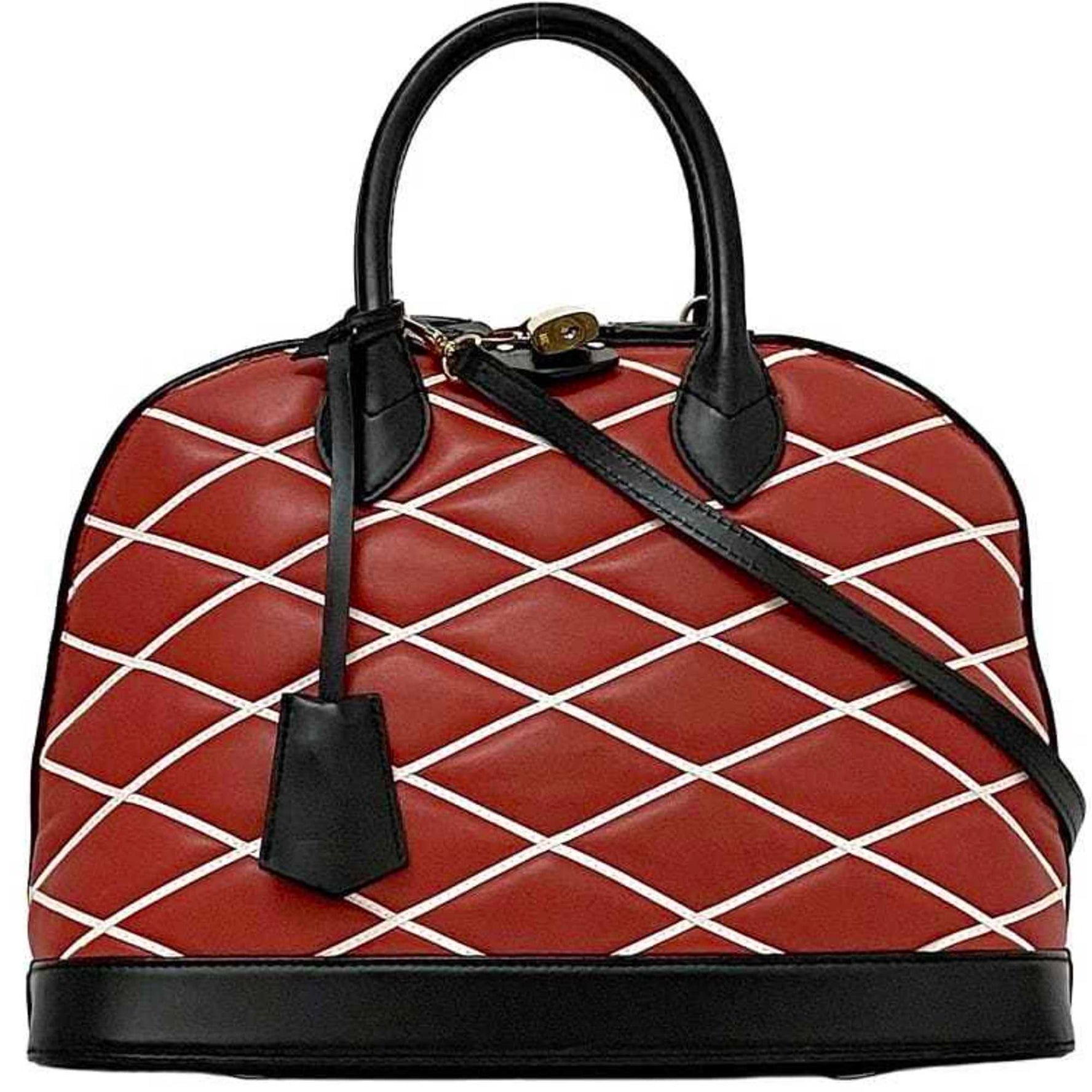 Louis Vuitton Handbag Alma PM Red Black Maltage Shoulder Bag Leather Freestanding Quilting Men's Stitching