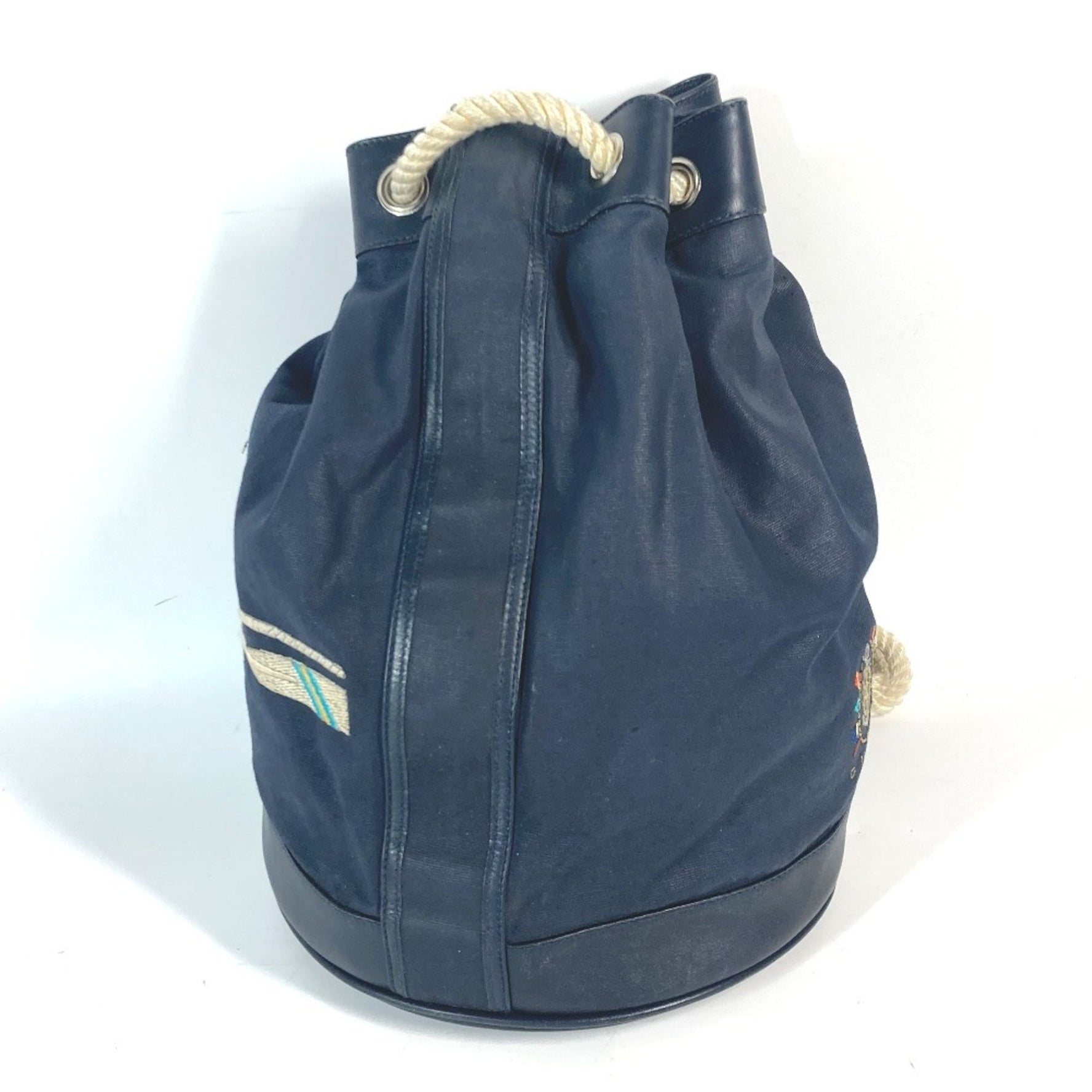 GUCCI 1.112 Marine Shoulder Bag Leather Coated Canvas