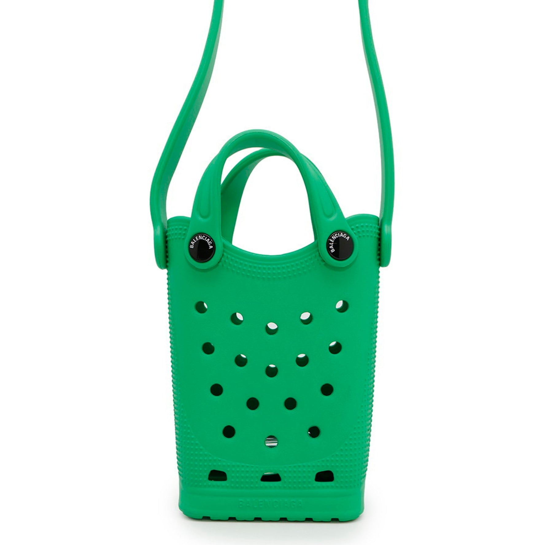 Balenciaga shoulder bag with Crocs rubber phone holder