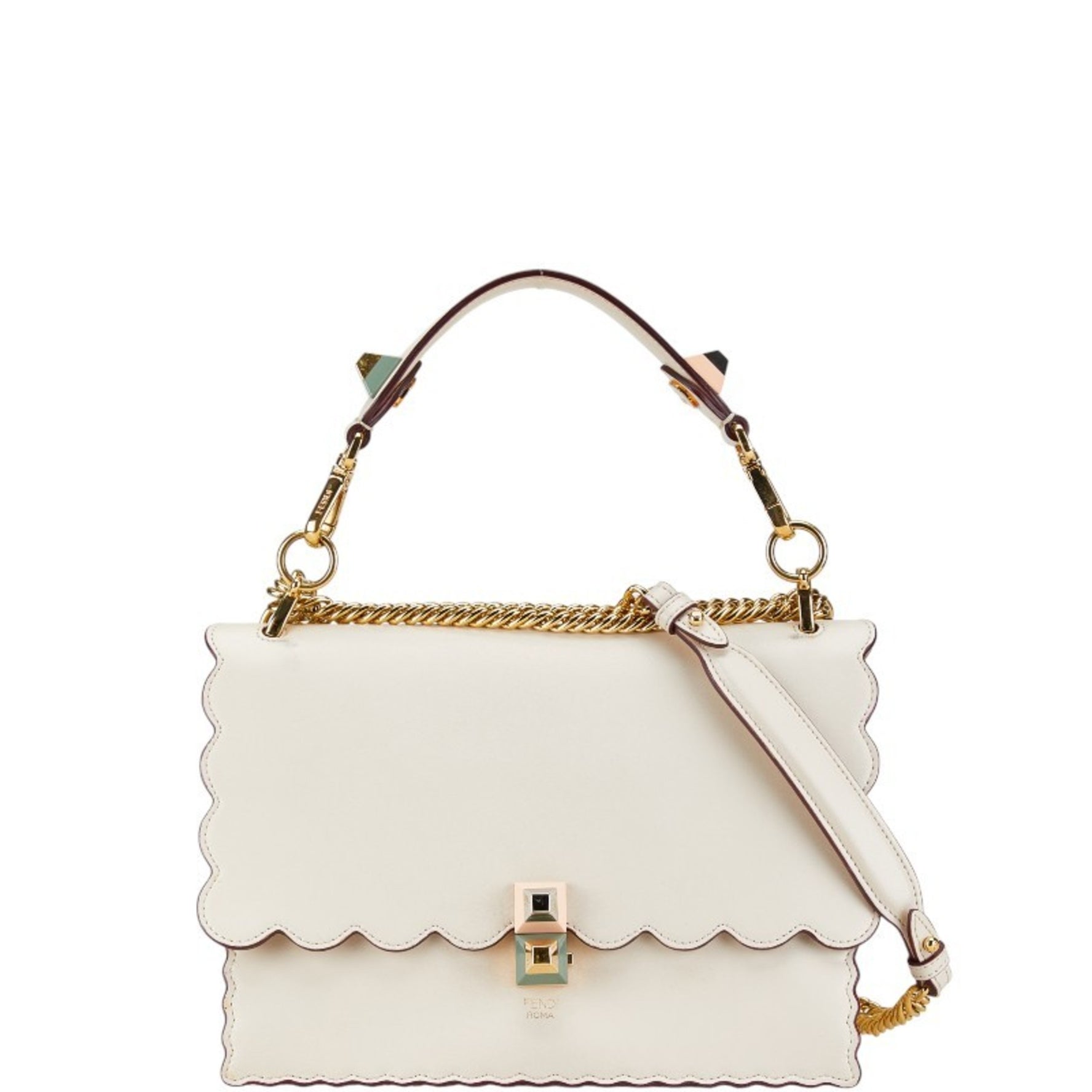 FENDI Canai Chain Handbag Shoulder Bag Leather