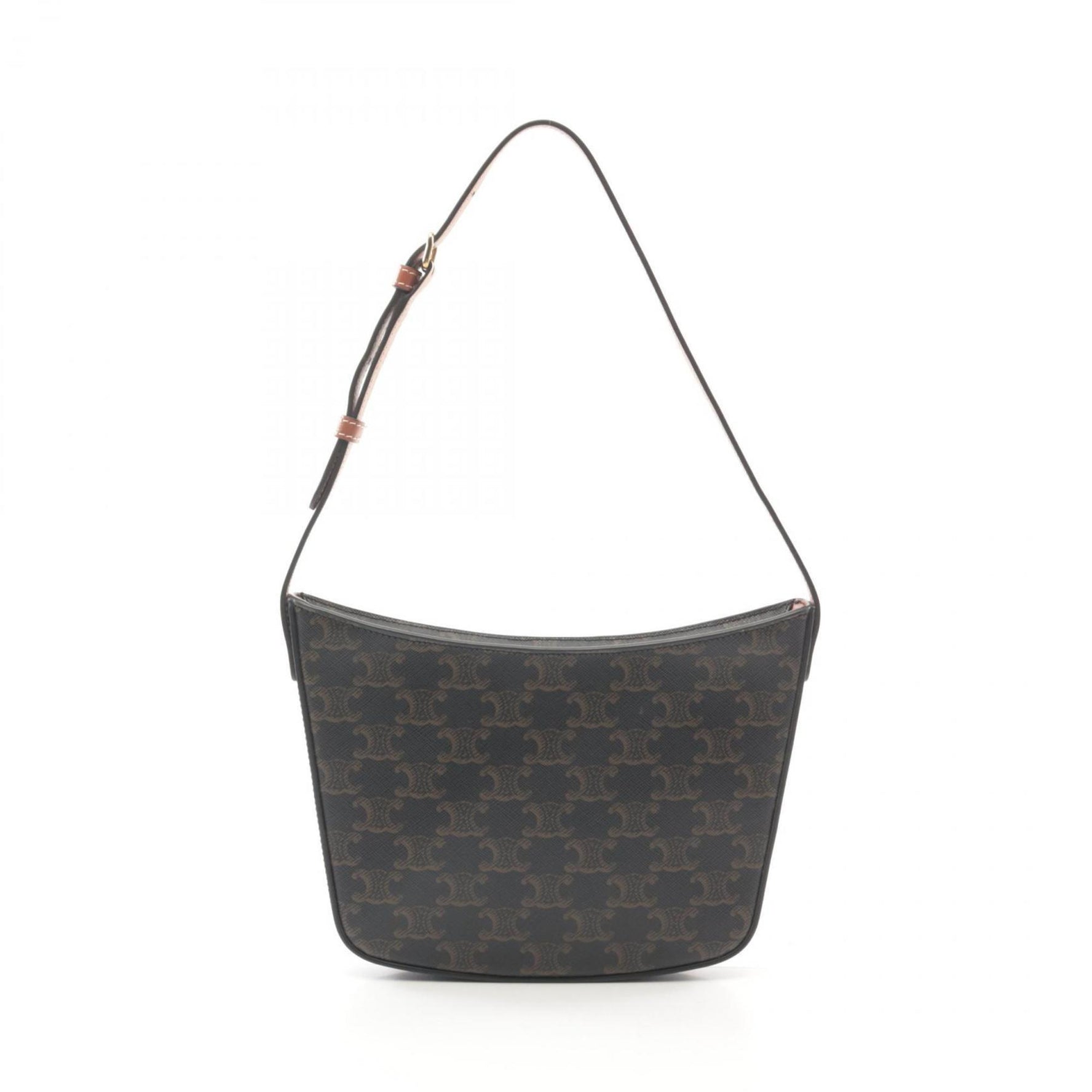 CELINE Medium Clock Bag Shoulder Coated Canvas Leather Black Brown