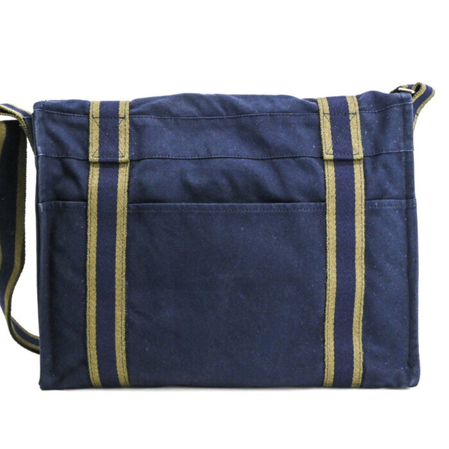 HERMES New Four Tou Bassus MM Shoulder Bag in Navy Canvas