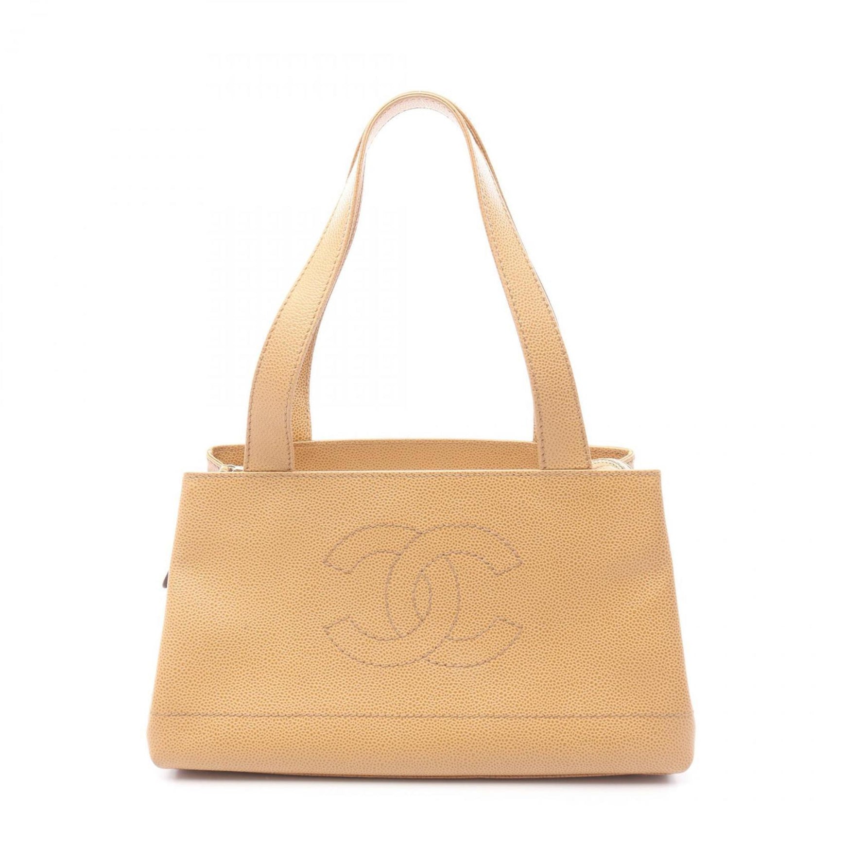 Chanel Coco Mark handbag in grained calfskin leather, beige.