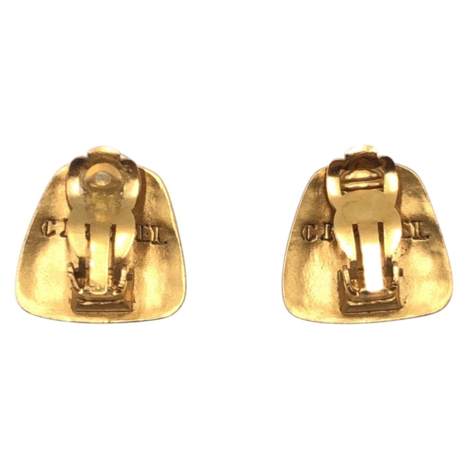 CHANEL Vintage Coco Mark Gripoa Metal Earrings
