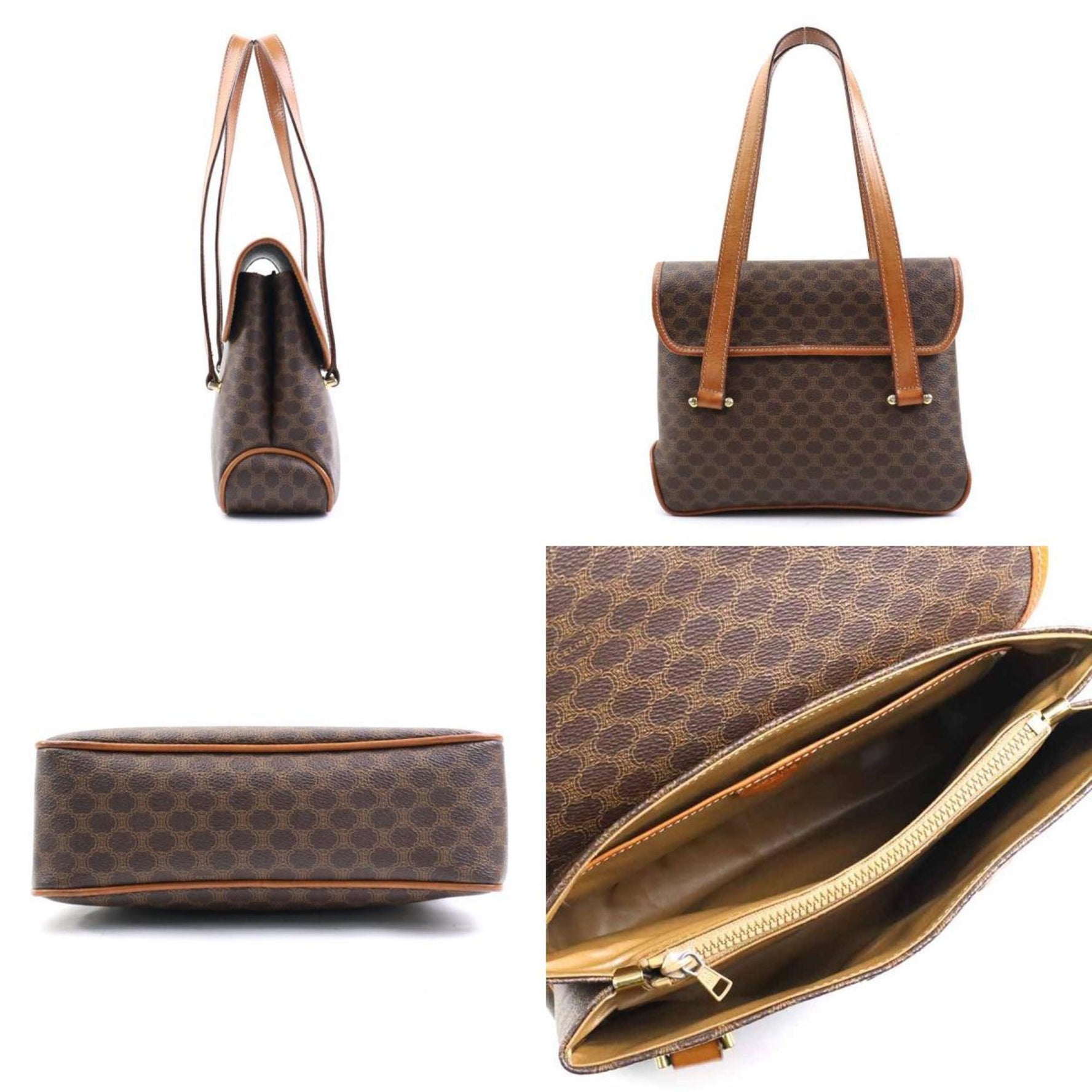 CELINE handbag macadam leather gold ladies