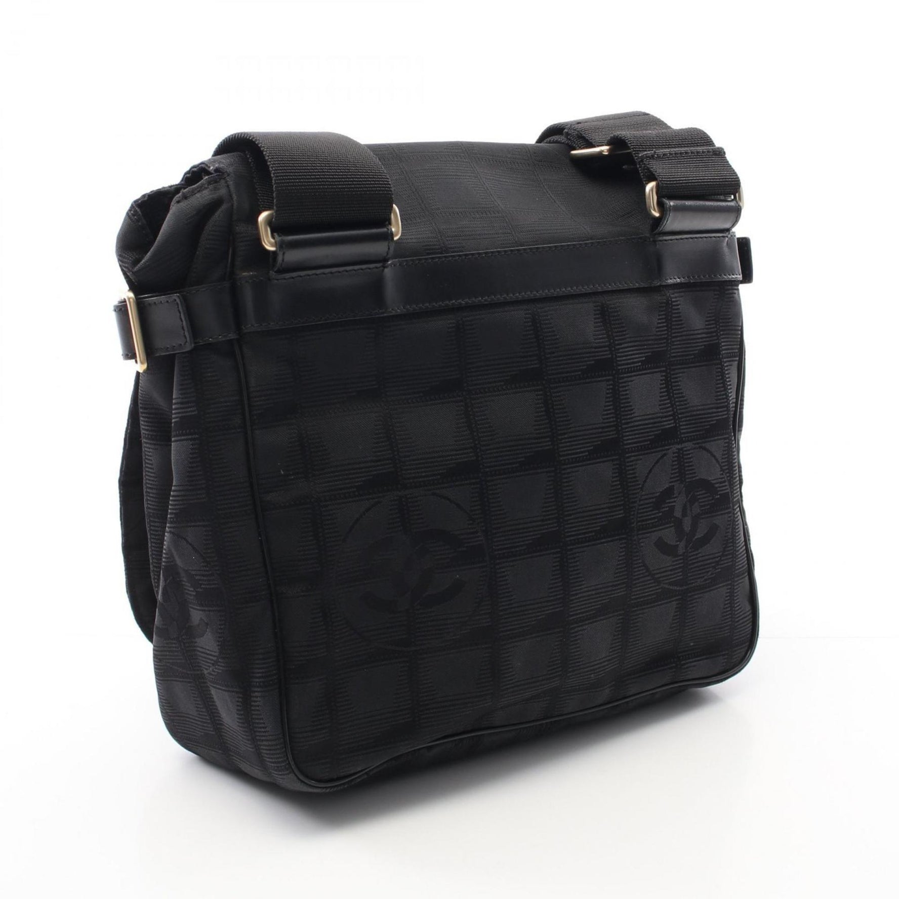 CHANEL New Travel Line Shoulder Bag, Leather, Nylon Canvas