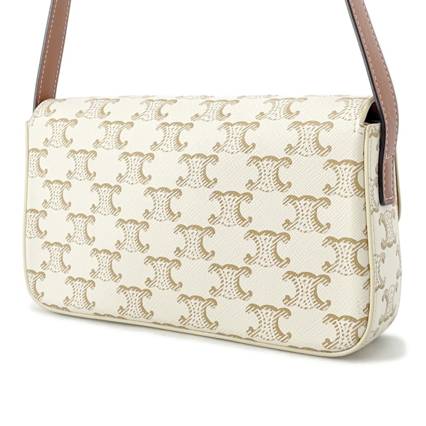 Celine Triomphe Claude Shoulder Bag White
