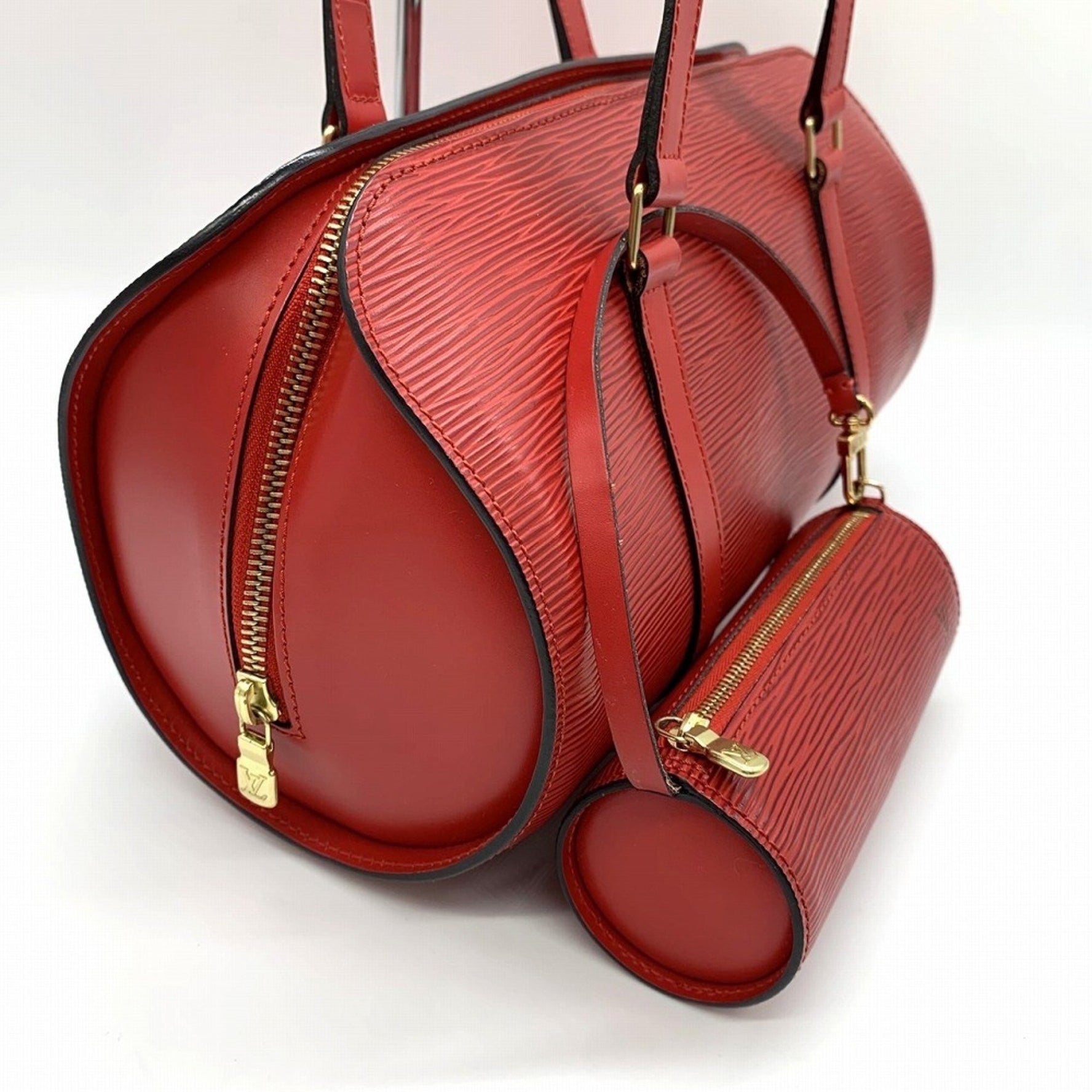 Louis Vuitton Soufflot Shoulder Bag, Cylindrical, Horizontal, Epi Leather, Castillian Red