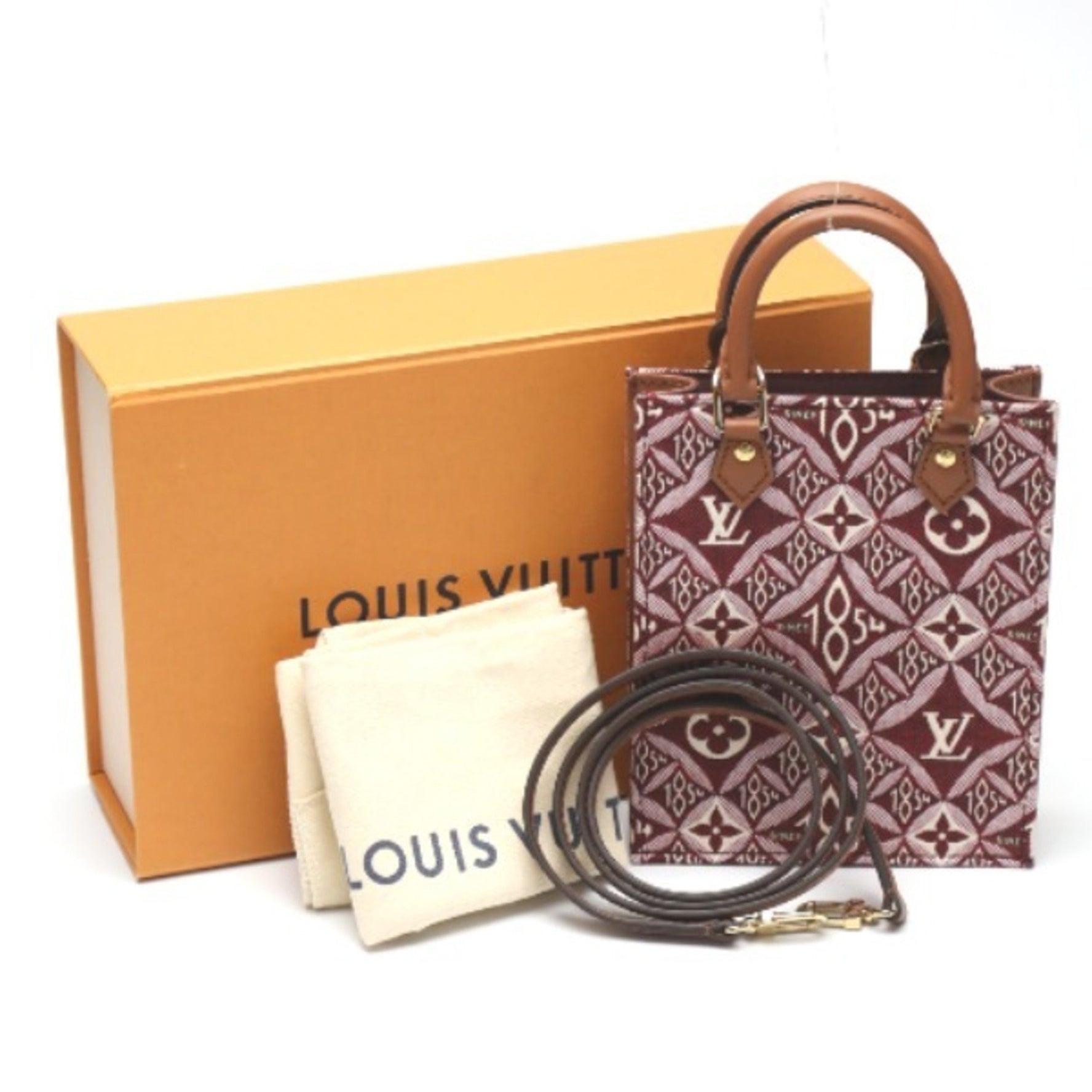Louis Vuitton Petit Sac Pla Jacquard Leather Monogram Red Shoulder Bag LV