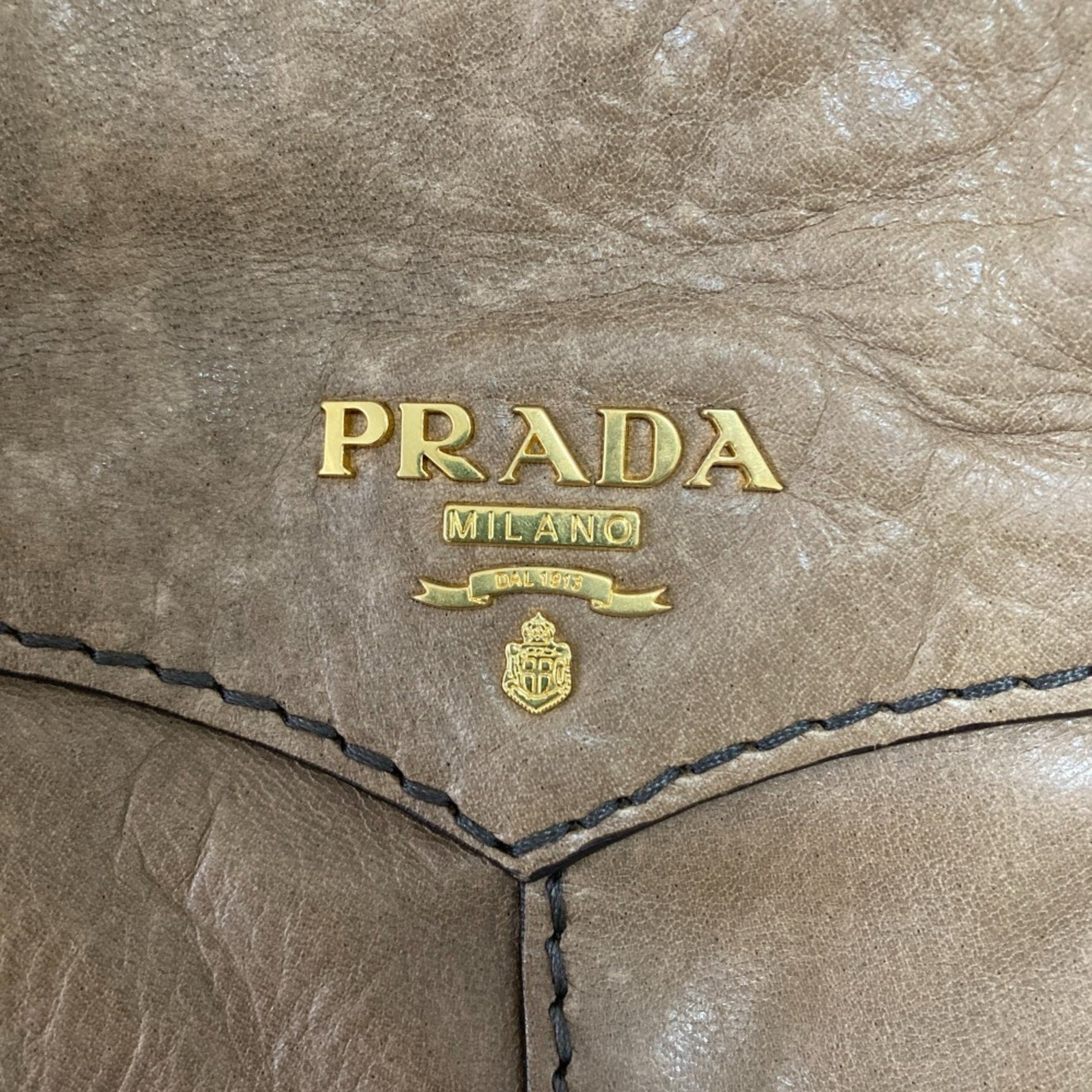 PRADA Prada Leather 2-Way Handbag/Shoulder Bag BL0688 Brown Women's