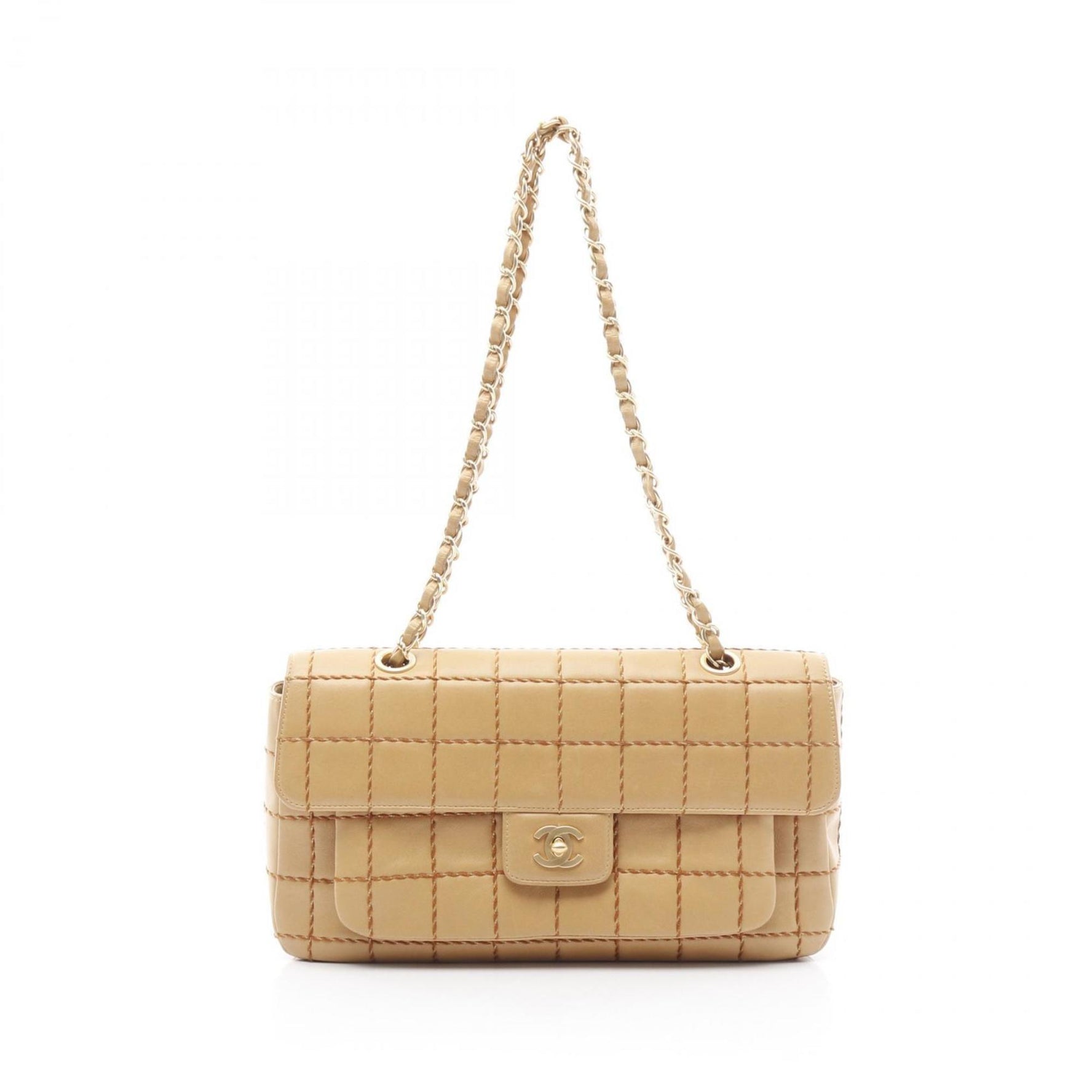 CHANEL Chocolate Bar Wild Stitch Shoulder Bag Lambskin (Sheepskin)