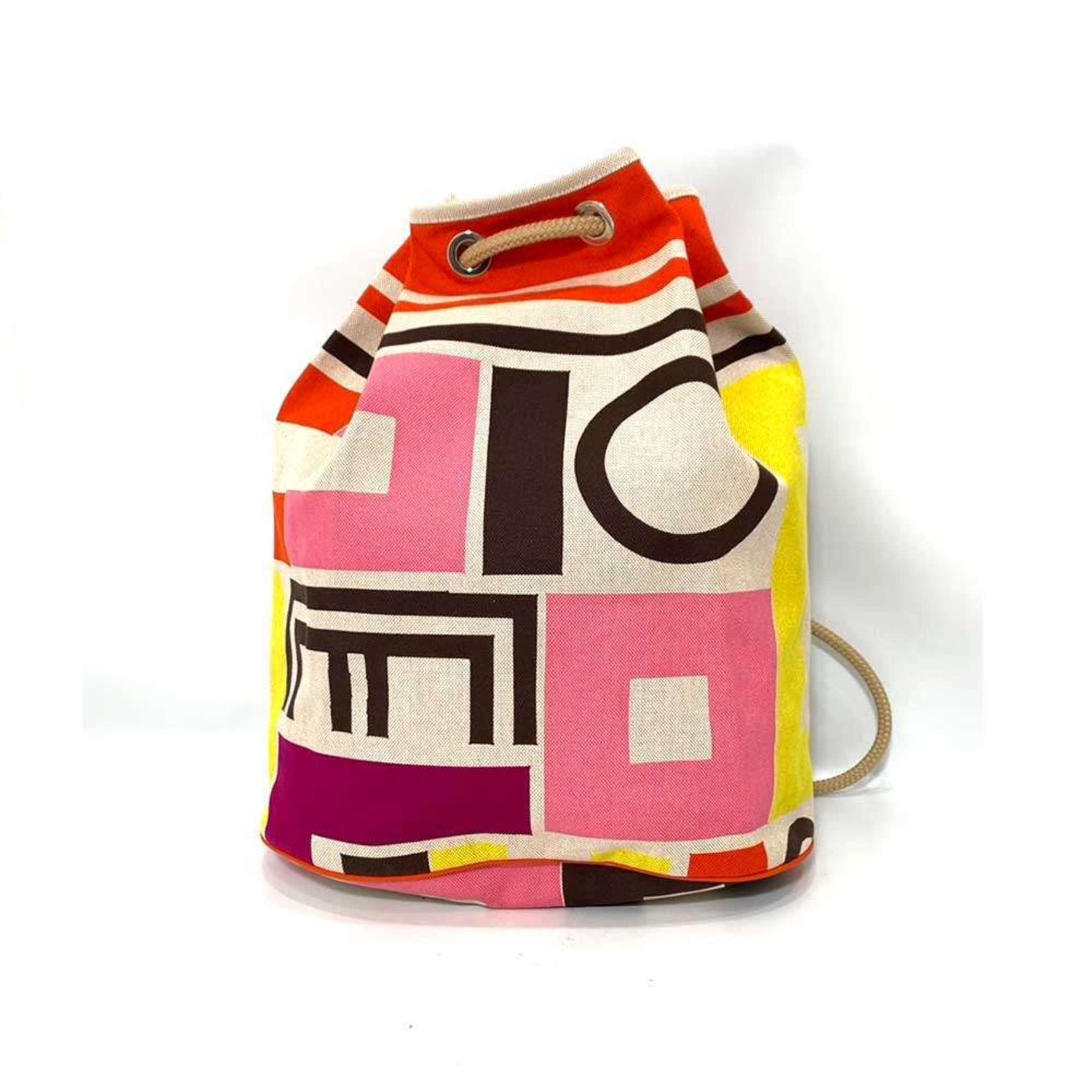 Hermes Sac Marine Recief Shoulder Bag Backpack Cotton Canvas